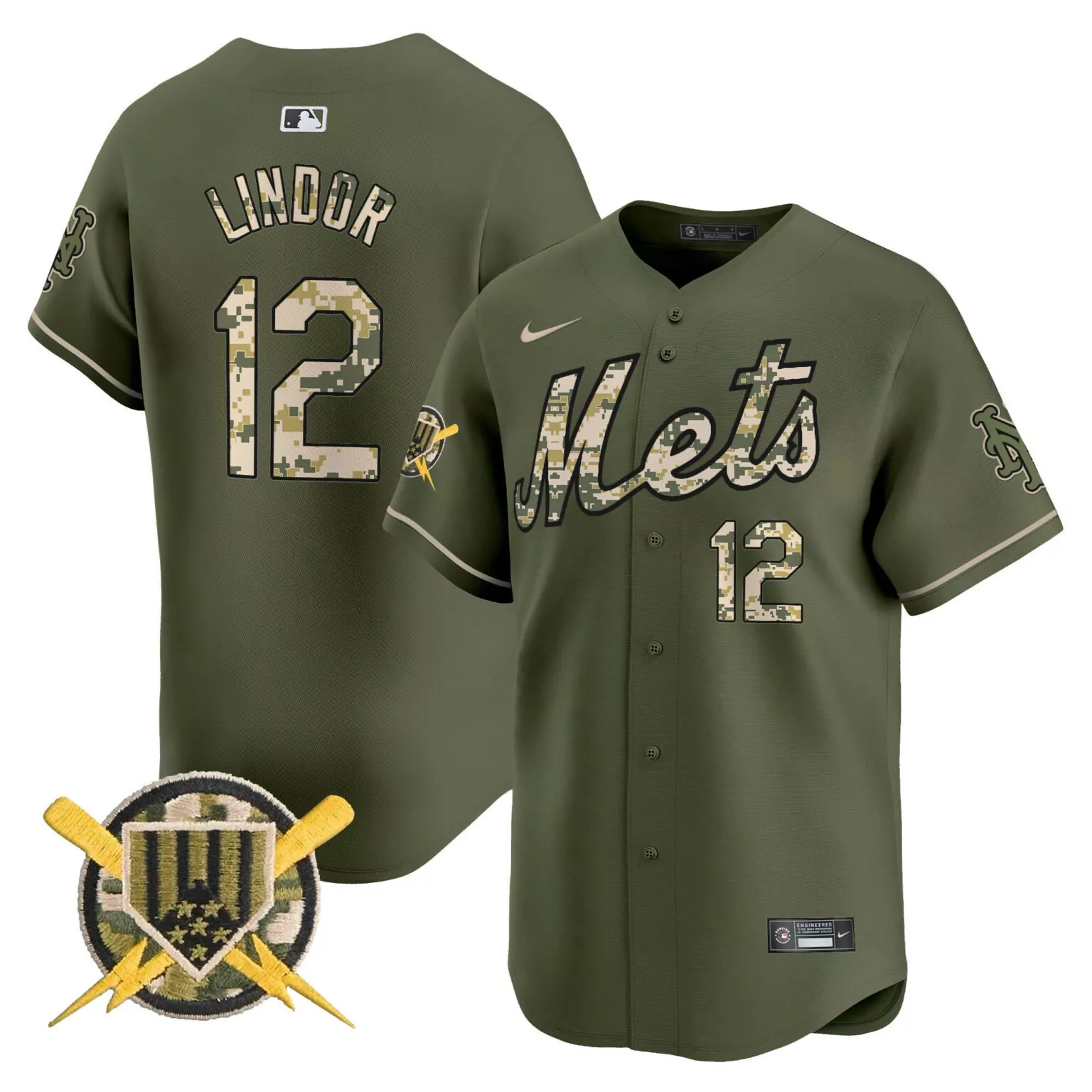 Custom Green francisco lindor new york mets armed forces day jersey all stitched 4068