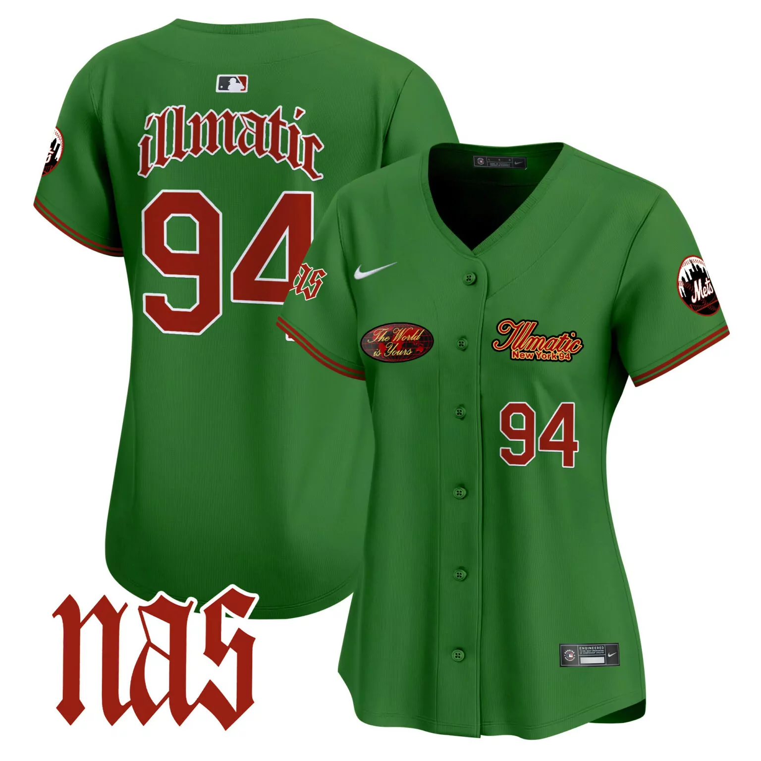 Customizable Green illmatic 1994 new york mets nas illmatic jersey v2 all stitched 9416