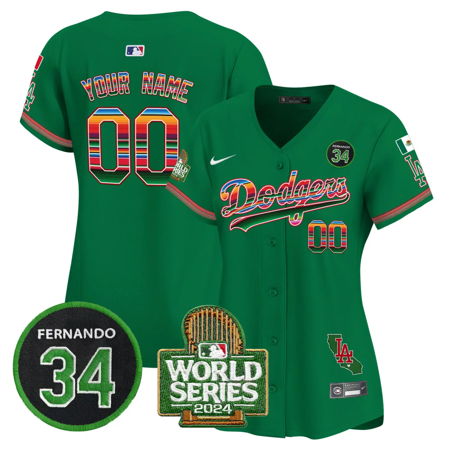 Personalized Green los angeles dodgers memorial 2024 world series patch vapor custom jersey all stitched 2167