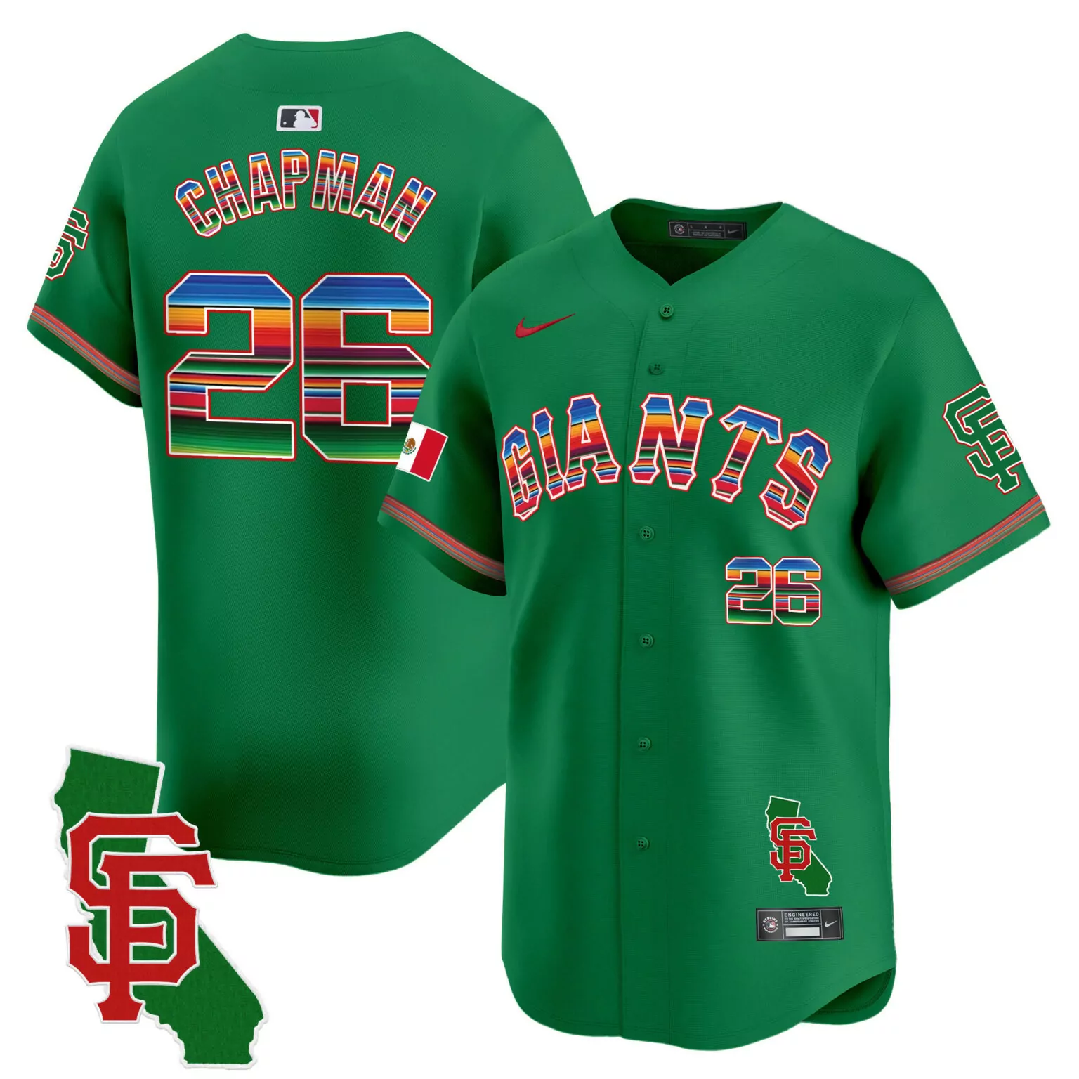 Customizable Green matt chapman san francisco giants mexico california patch jersey all stitched 5054