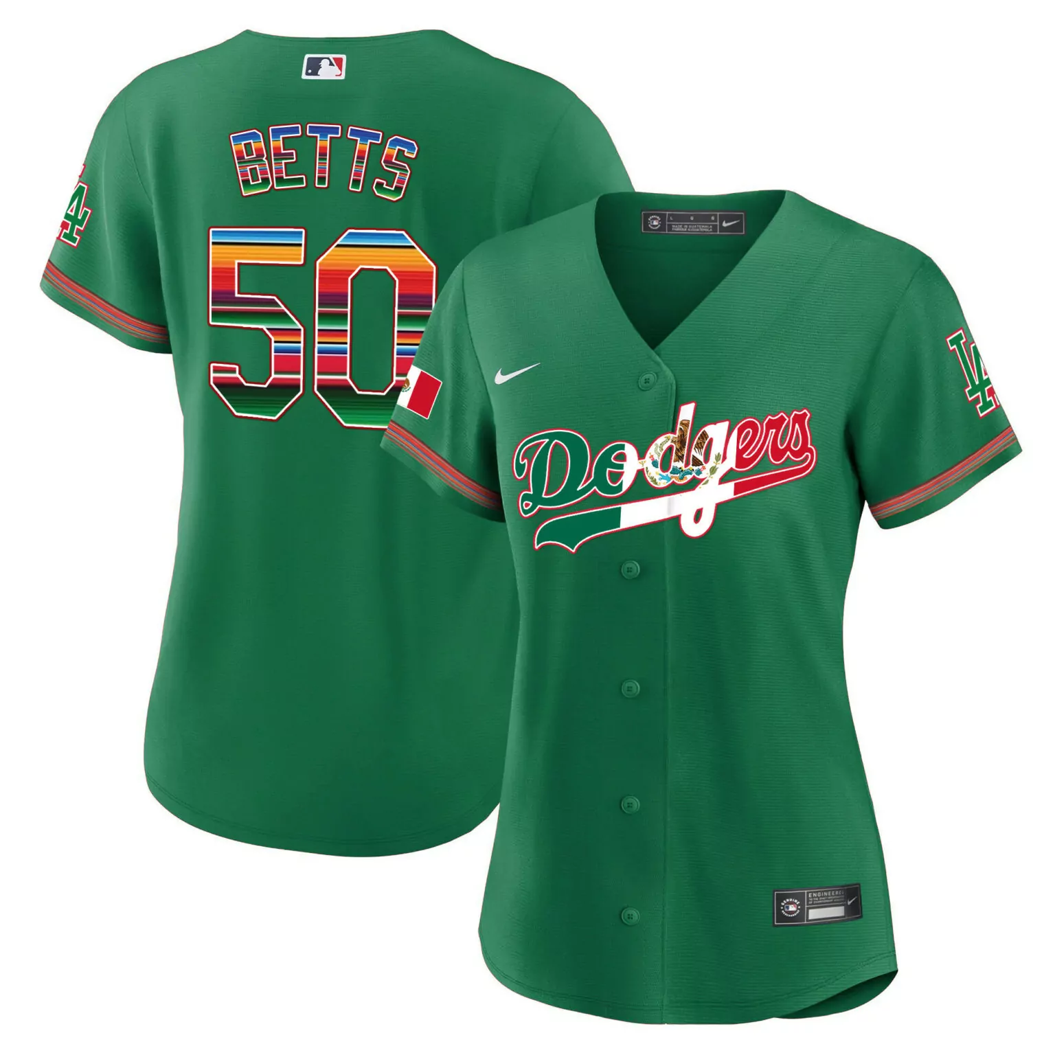 Custom Green mookie betts los angeles dodgers mexico jersey v4 all stitched 6336
