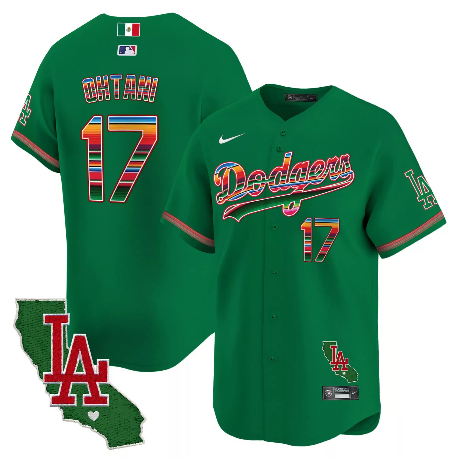 Customizable Green shohei ohtani los angeles dodgers mexico california patch jersey v2 all stitched 5959