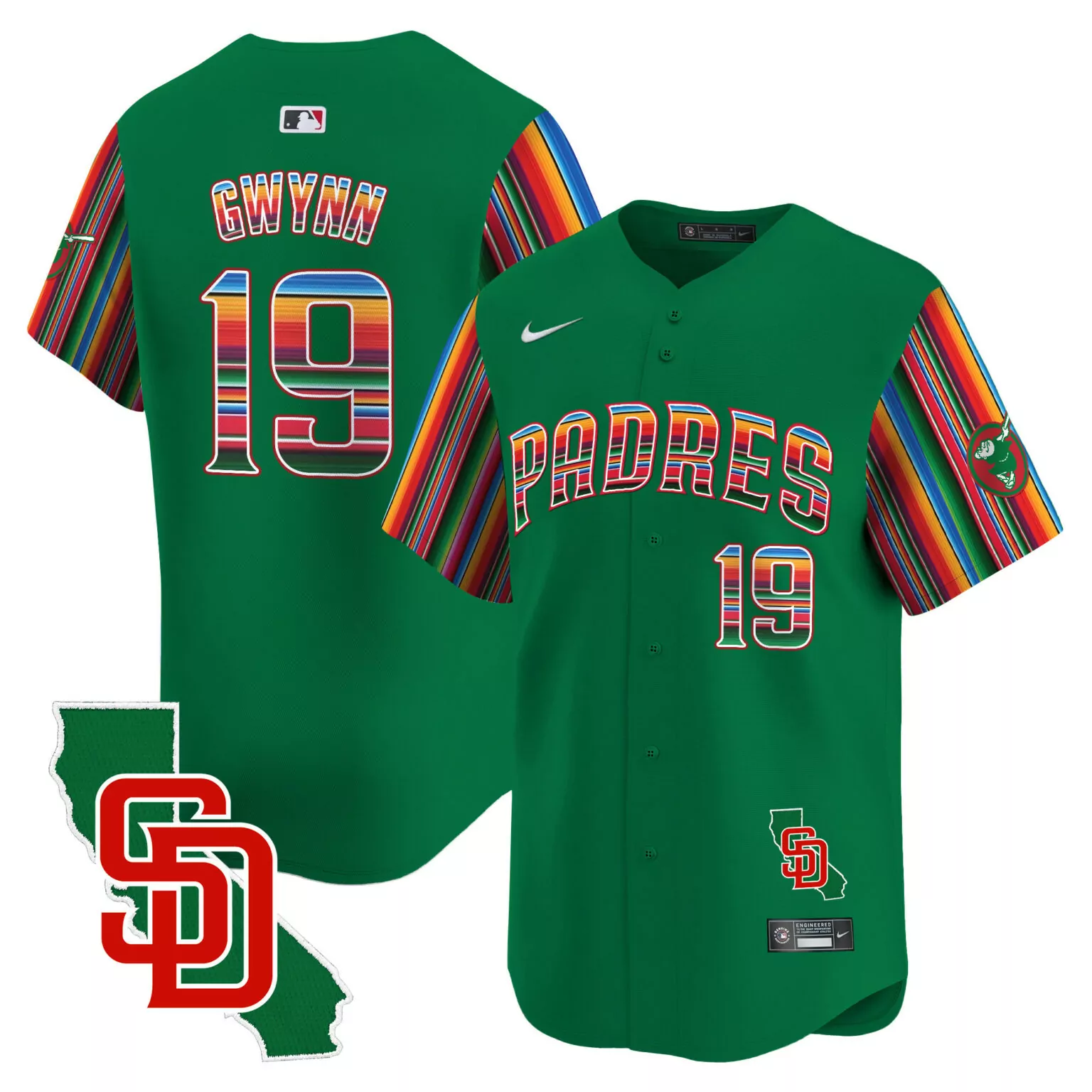 Custom Green tony gwynn san diego padres mexico california patch jersey all stitched 8288