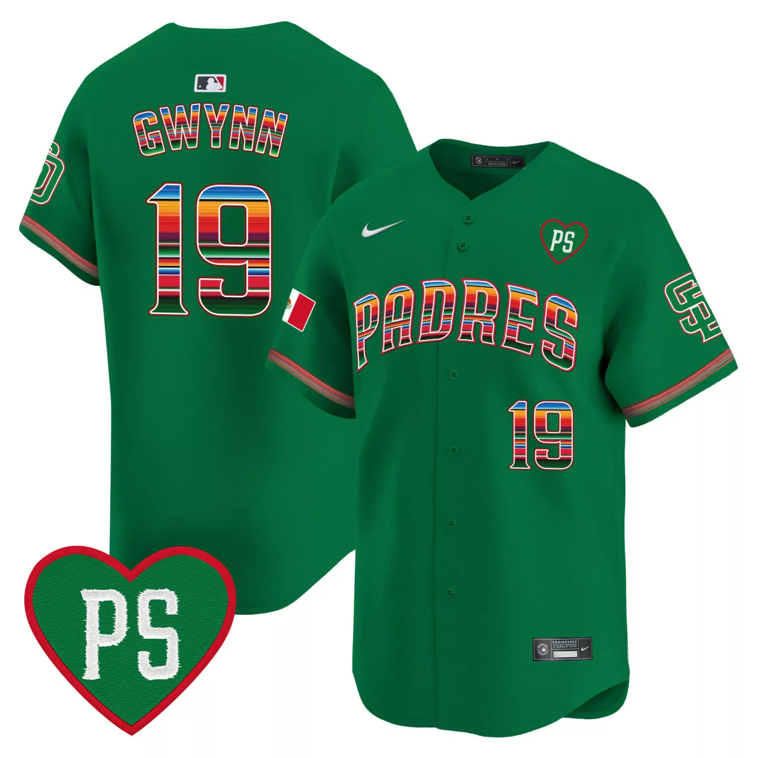 Customizable Green tony gwynn san diego padres mexico for peter patch jersey all stitched 7559