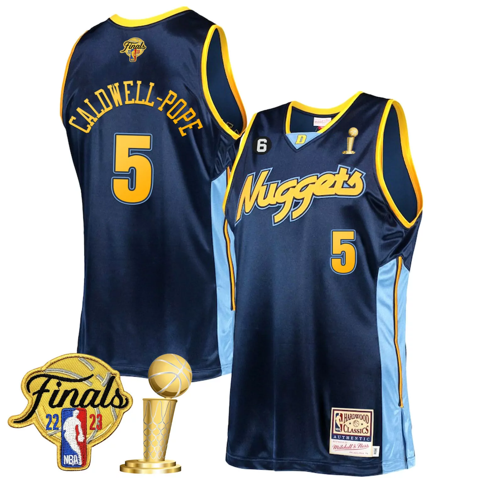 Customizable Hardwood classics caldwell pope denver nuggets 2023 finals patch champions collection jersey v2 all stitched 6716