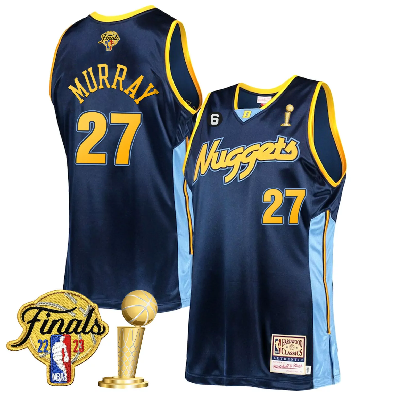 Personalized Hardwood classics jamal murray denver nuggets 2023 finals patch champions collection jersey v2 all stitched 6058