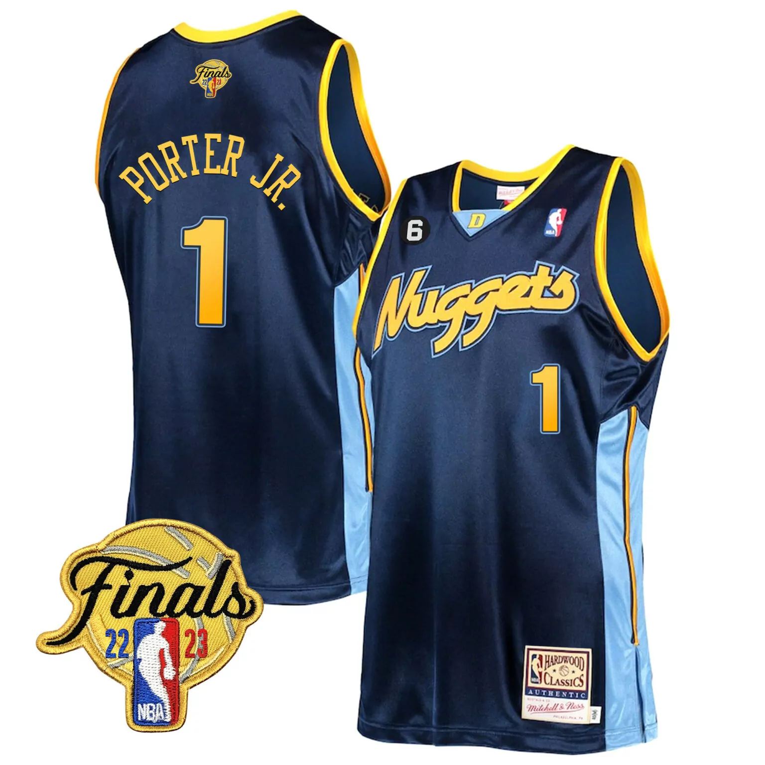 Personalized Hardwood classics porter jr denver nuggets 2023 finals patch collection jersey v2 all stitched 5482