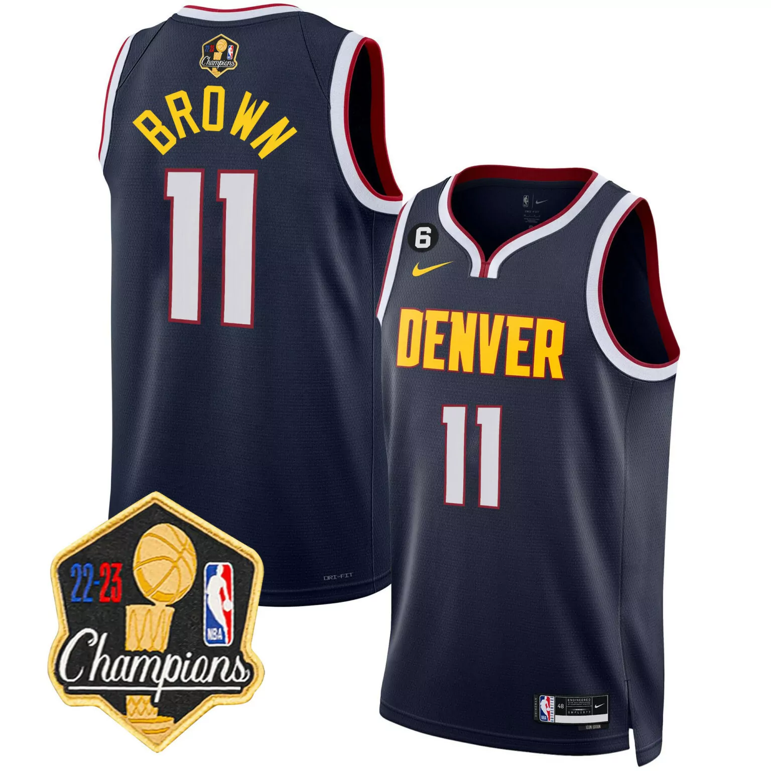 Personalized Icon bruce brown denver nuggets 2023 champions patch jersey all stitched 1342