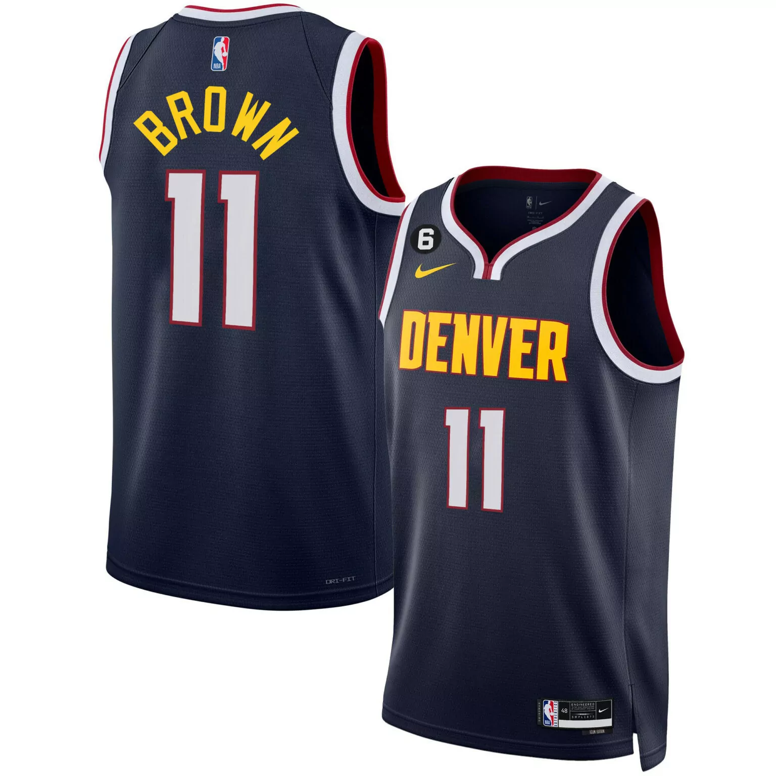 Customizable Icon bruce brown denver nuggets 6 patch collection jersey all stitched 8324