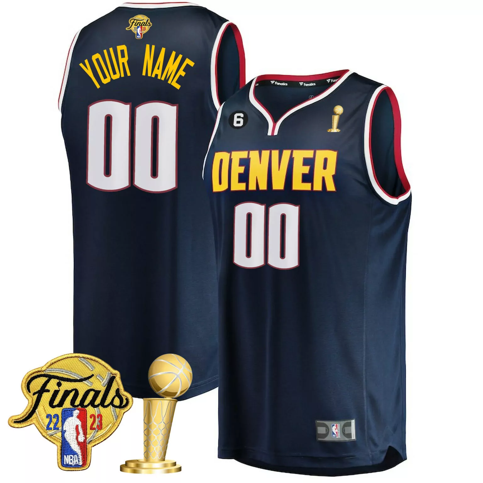 Personalized Icon navy denver nuggets 2023 finals champions patch collection custom jersey v2 all stitched 3009