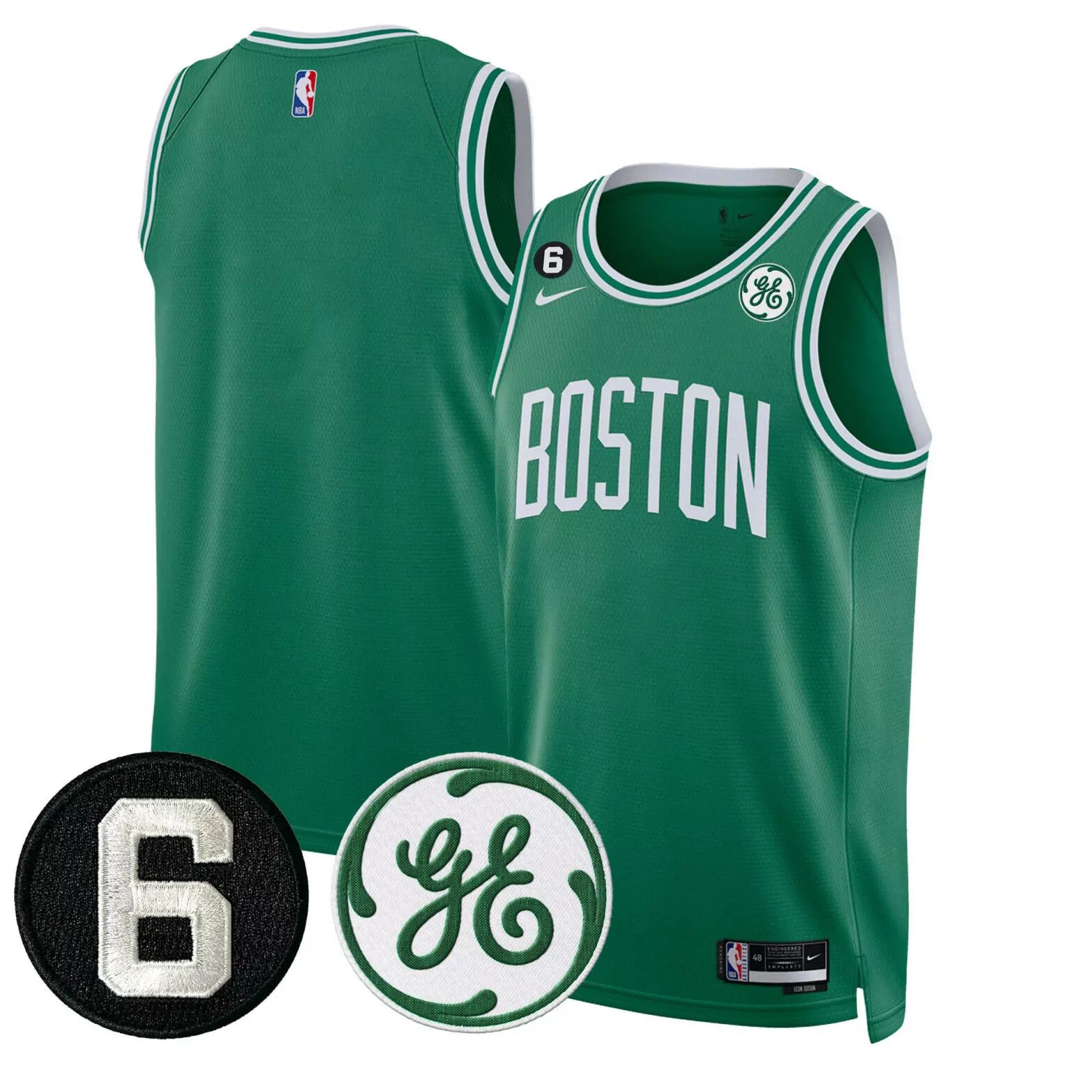 Personalized Icon team boston celtics bill russell john havlicek patch jersey all stitched 5071