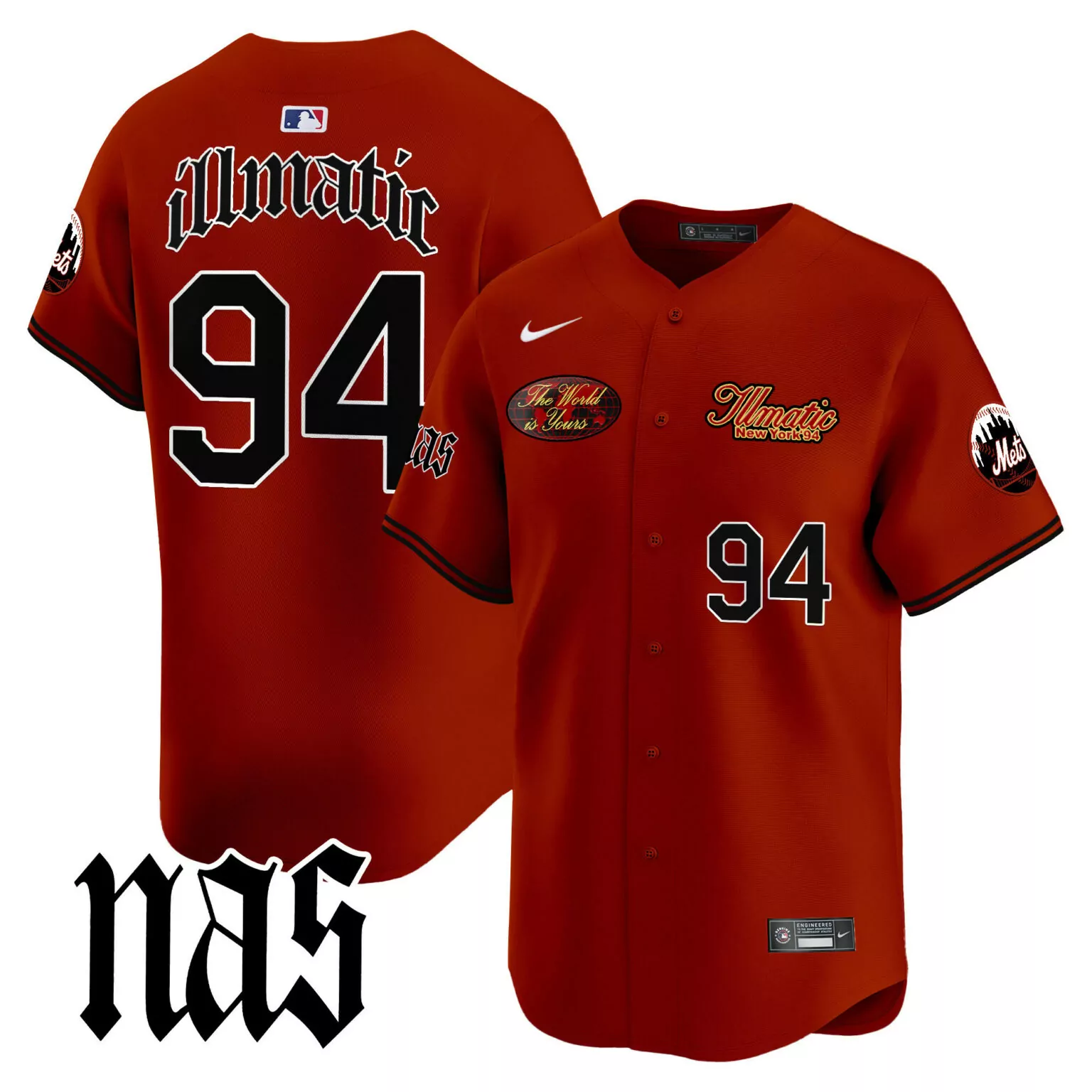 Customizable Illmatic illmatic 1994 new york mets nas illmatic jersey v2 all stitched 6228