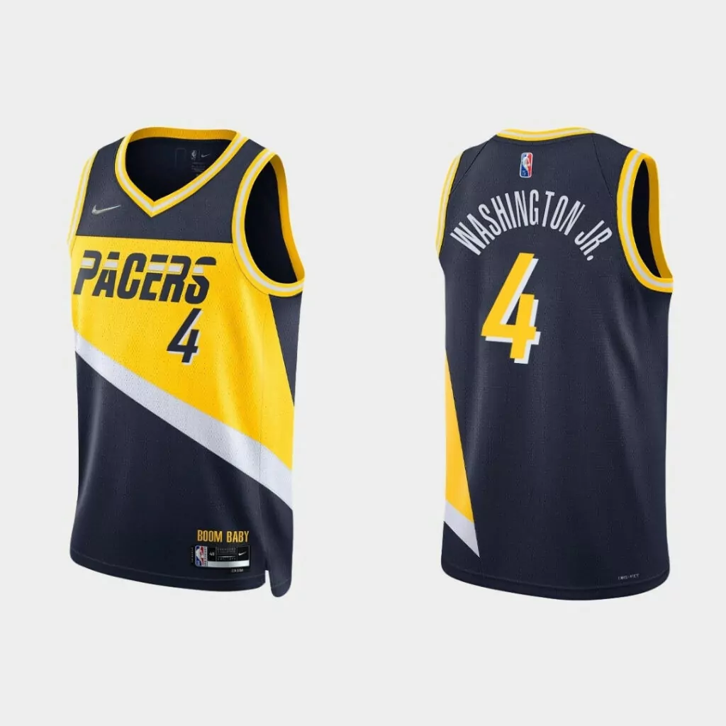Personalized Indiana pacers duane washington jr 4 nba basketball city navy jersey indiana pacers fans 6601