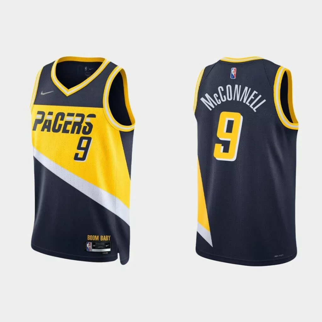 Customizable Indiana pacers t j mcconnell 9 nba basketball city navy jersey indiana pacers fans 3113