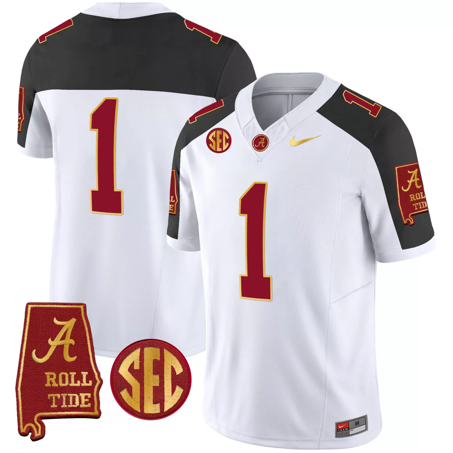 Customizable Inverted 1 team alabama crimson tide gold trim jersey v3 alabama map all stitched 7046