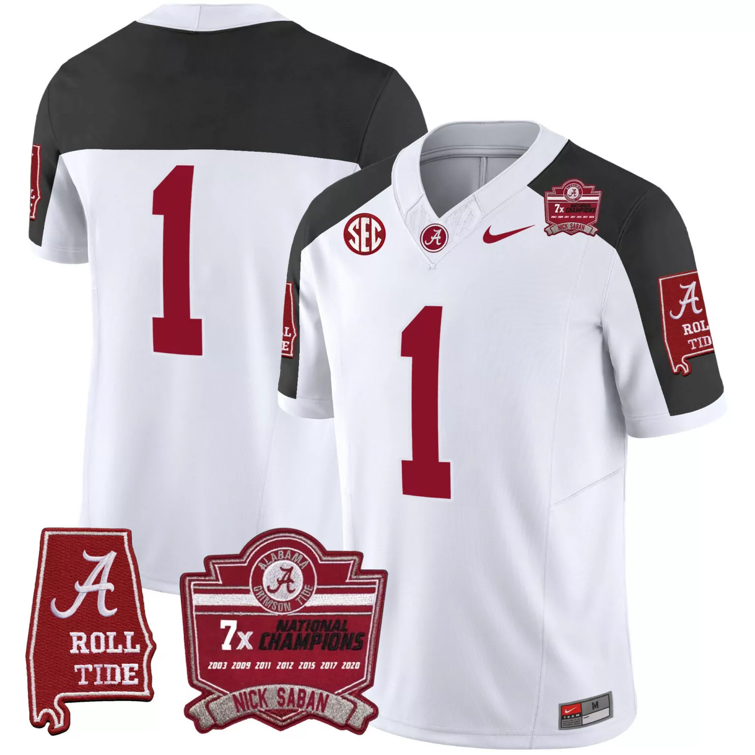 Customizable Inverted 1 team alabama crimson tide nick saban 7x champions patch jersey all stitched 1910