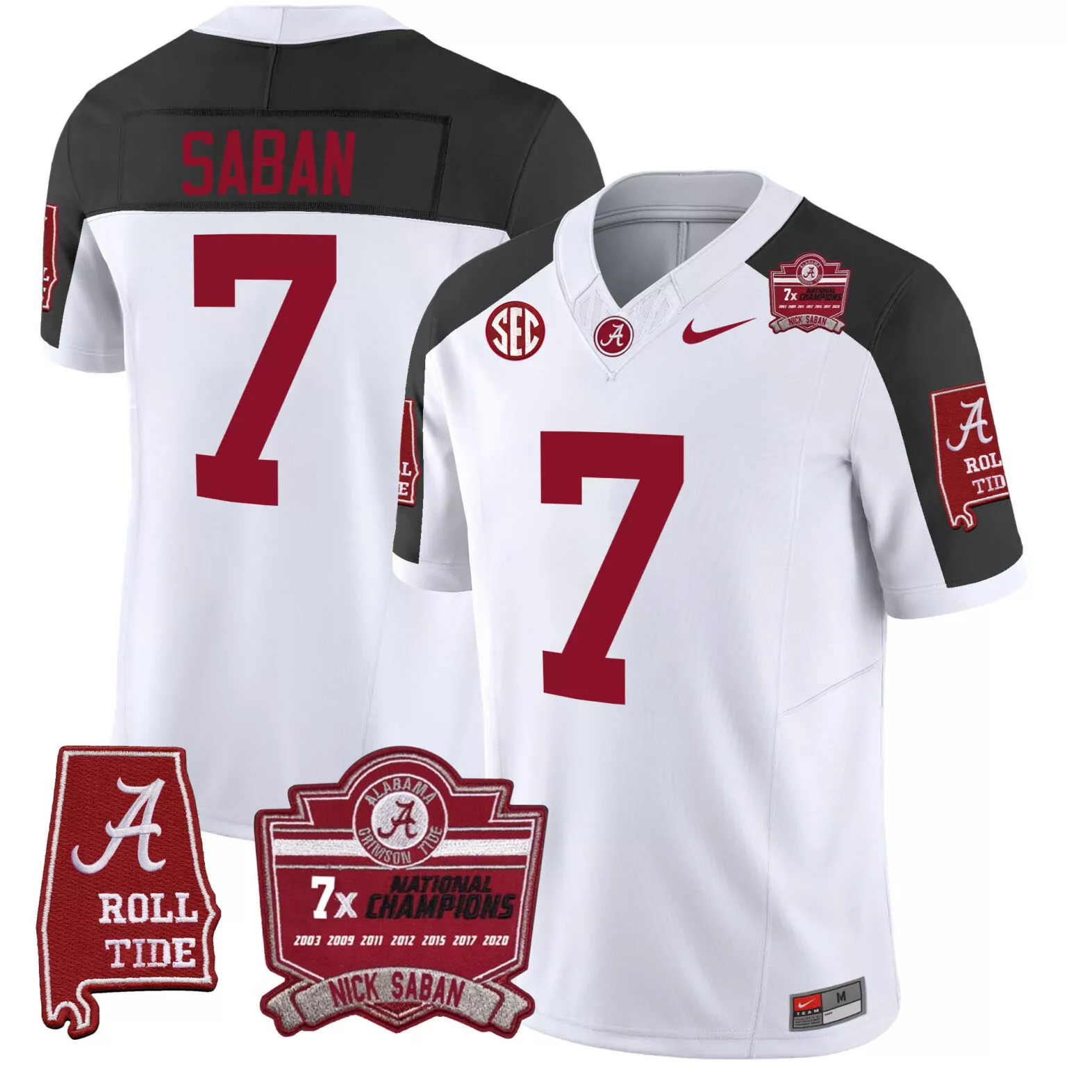 Customizable Inverted 7 nick saban alabama crimson tide 7x champions patch jersey all stitched 9622