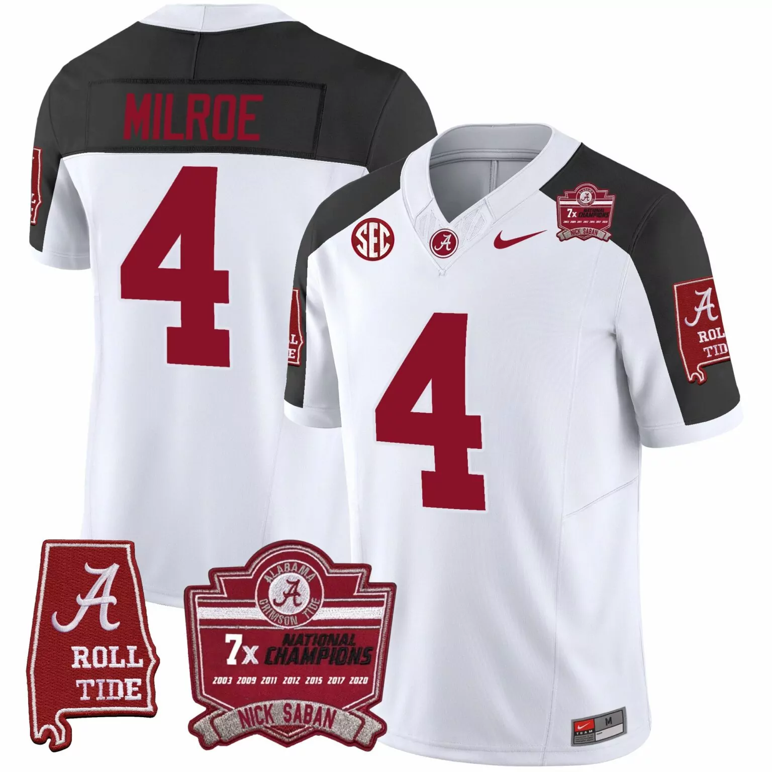 Customizable Inverted jalen milroe alabama crimson tide nick saban 7x champions patch jersey all stitched 5430