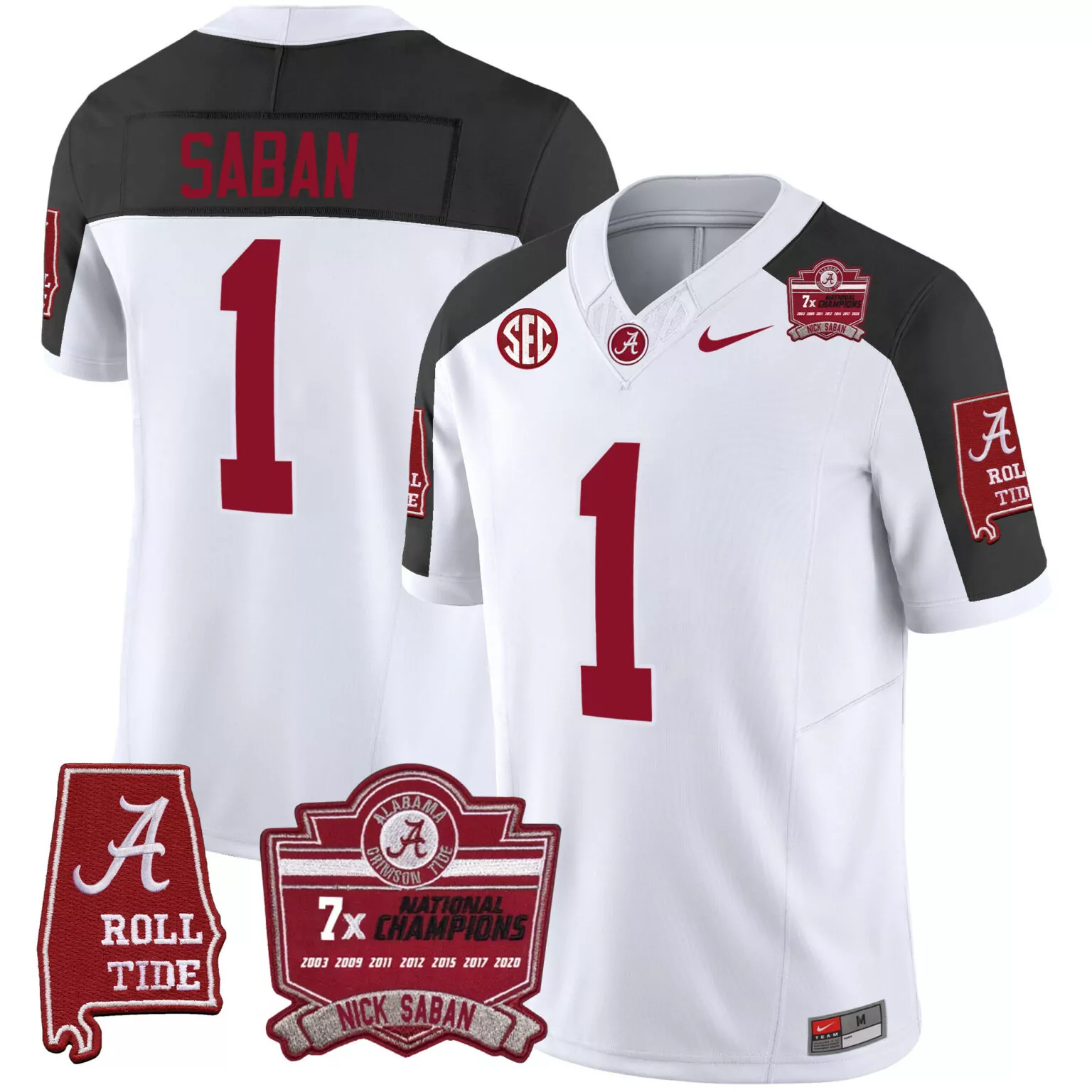 Personalized Inverted nick saban alabama crimson tide nick saban 7x champions patch jersey all stitched 7128