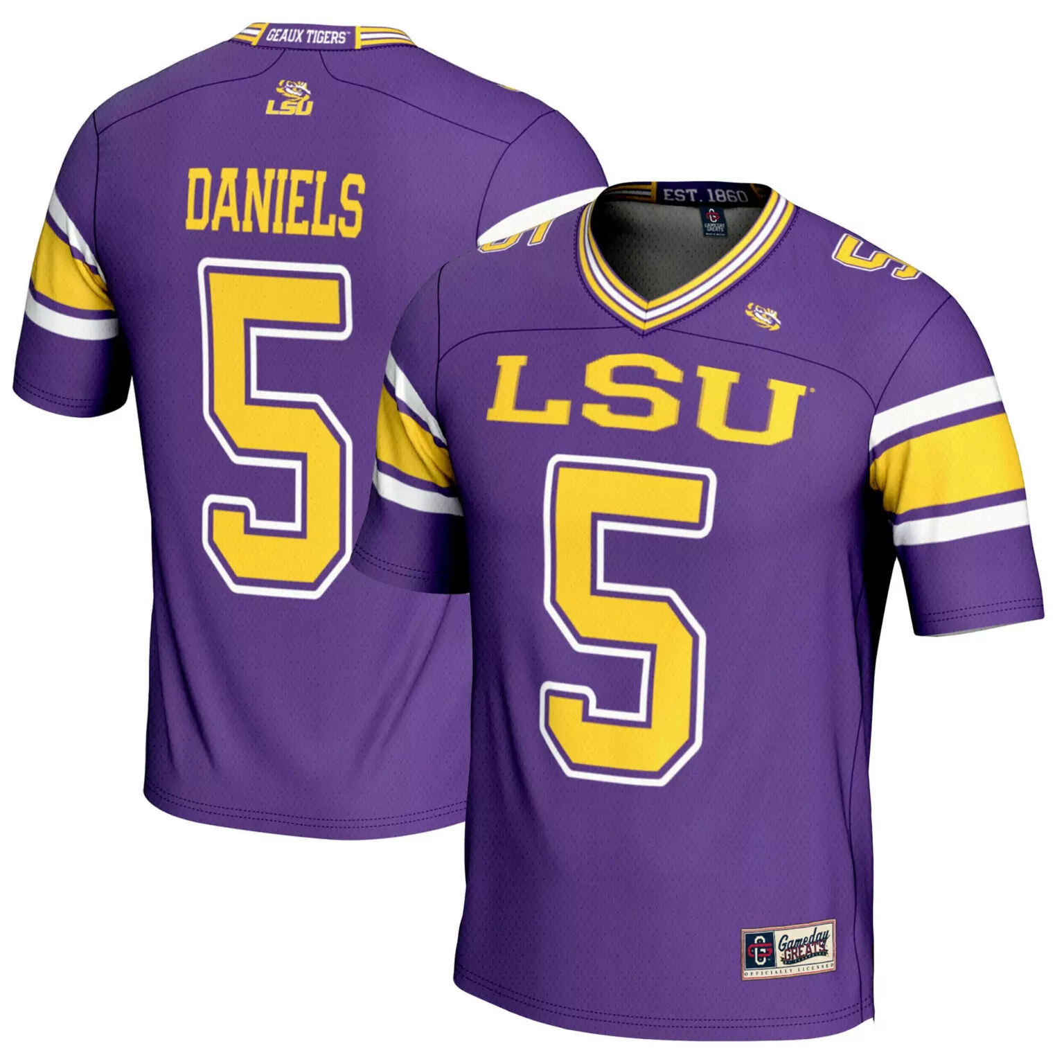Customizable Jayden daniels lsu tigers gameday greats football fashion jersey purple 3878