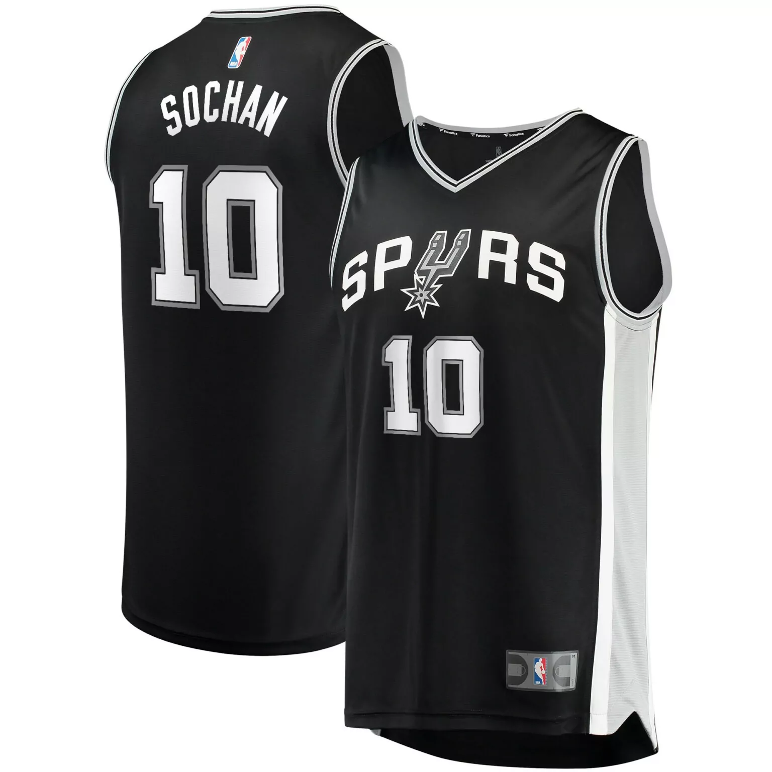 Personalized Jeremy sochan san antonio spurs 2022 nba draft first round pick fast break player jersey icon edition black nba 8077