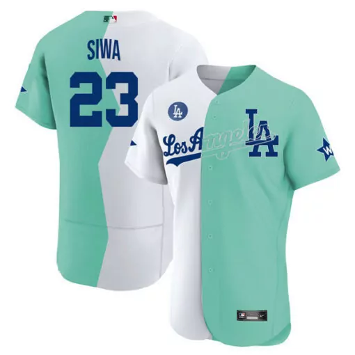 Customizable Jojo siwa los angeles dodgers white green 2022 mlb all star celebrity softball game split jersey all stitched 1858