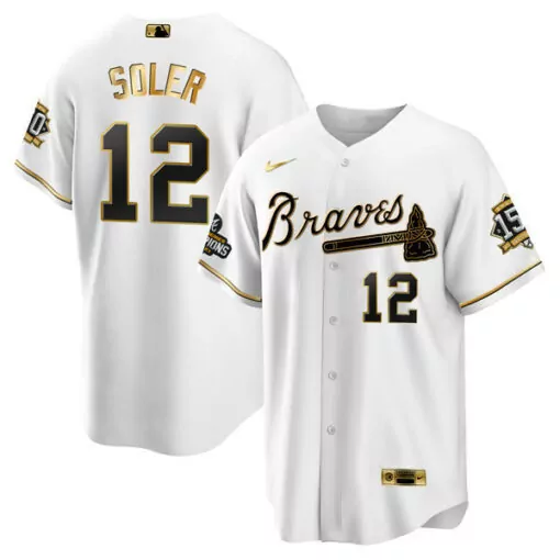 Custom Jorge soler atlanta braves world series champion white gold jersey 2021 stitched 5648