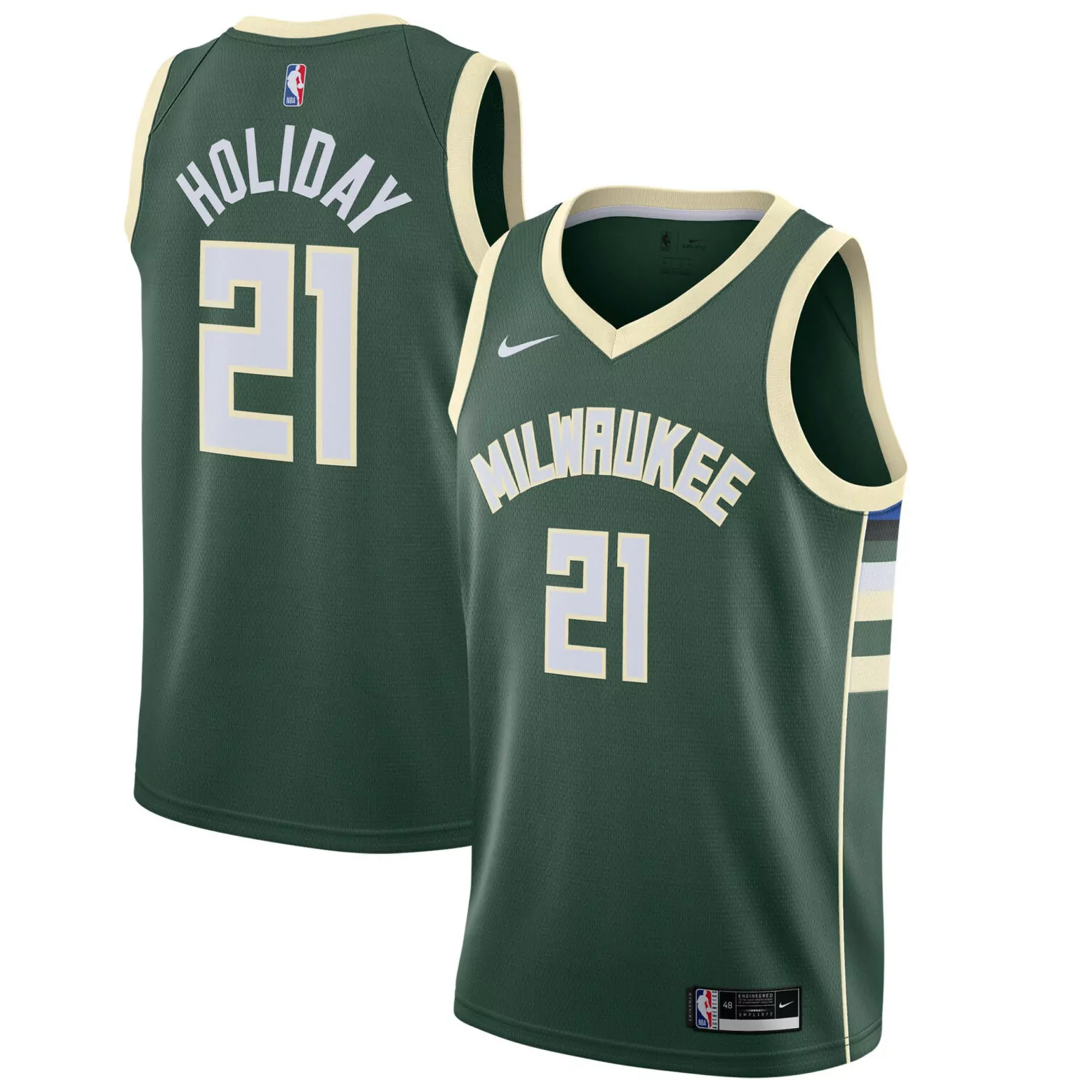 Custom Jrue holiday milwaukee bucks 202021 jersey hunter green icon edition nba 9455