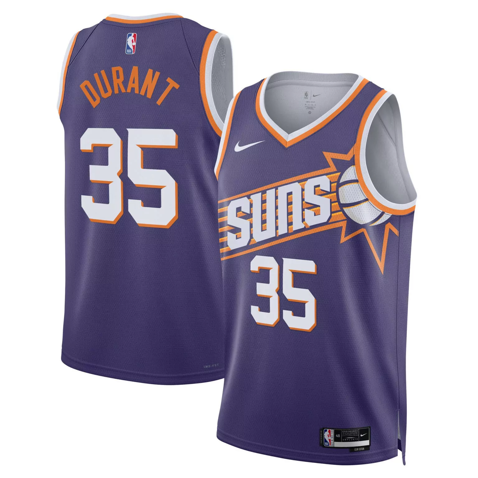 Custom Kevin durant kevin durant phoenix suns purple jersey icon edition all stitched 4530