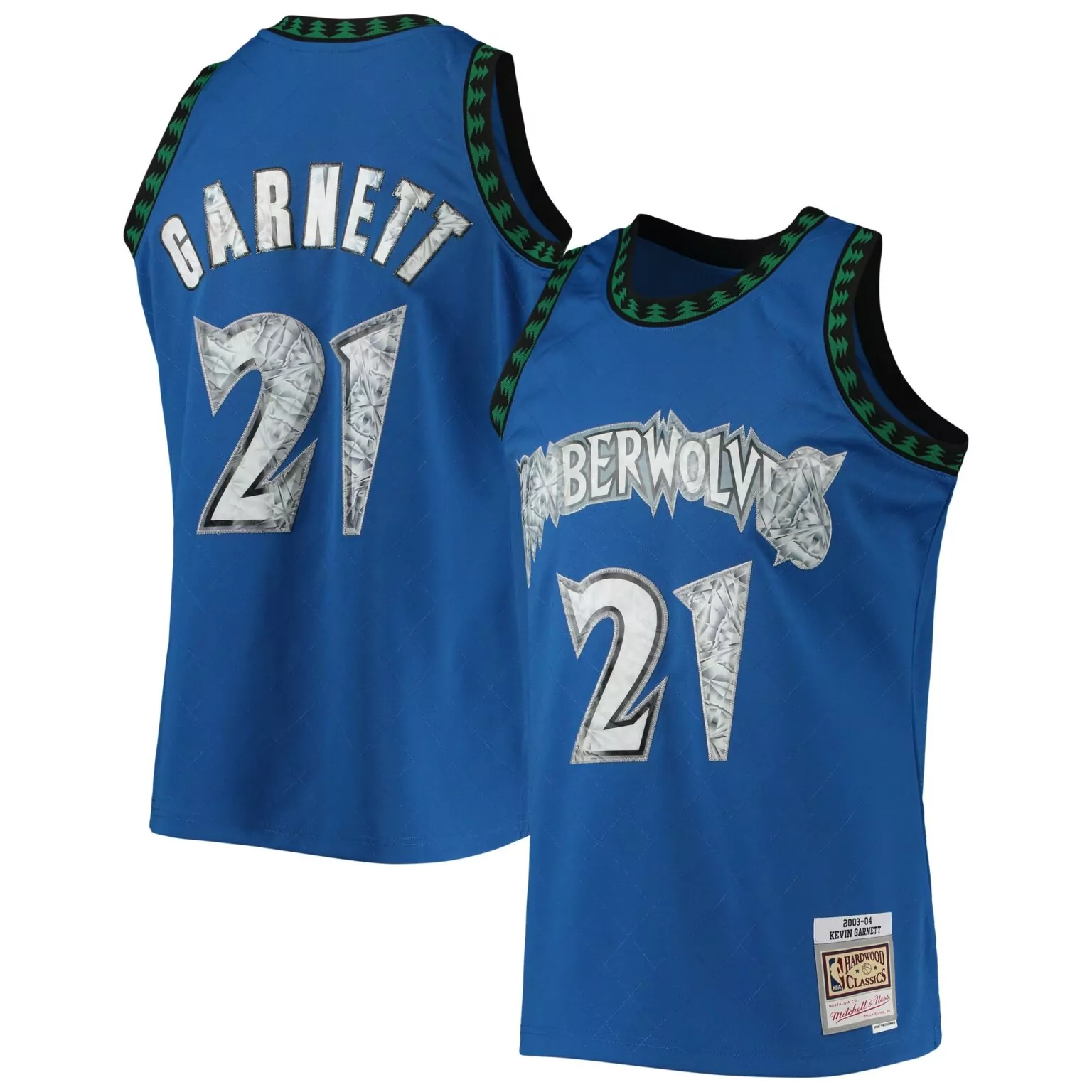Custom Kevin garnett minnesota timberwolves 199697 hardwood classics nba 75th anniversary diamond jersey blue 9275