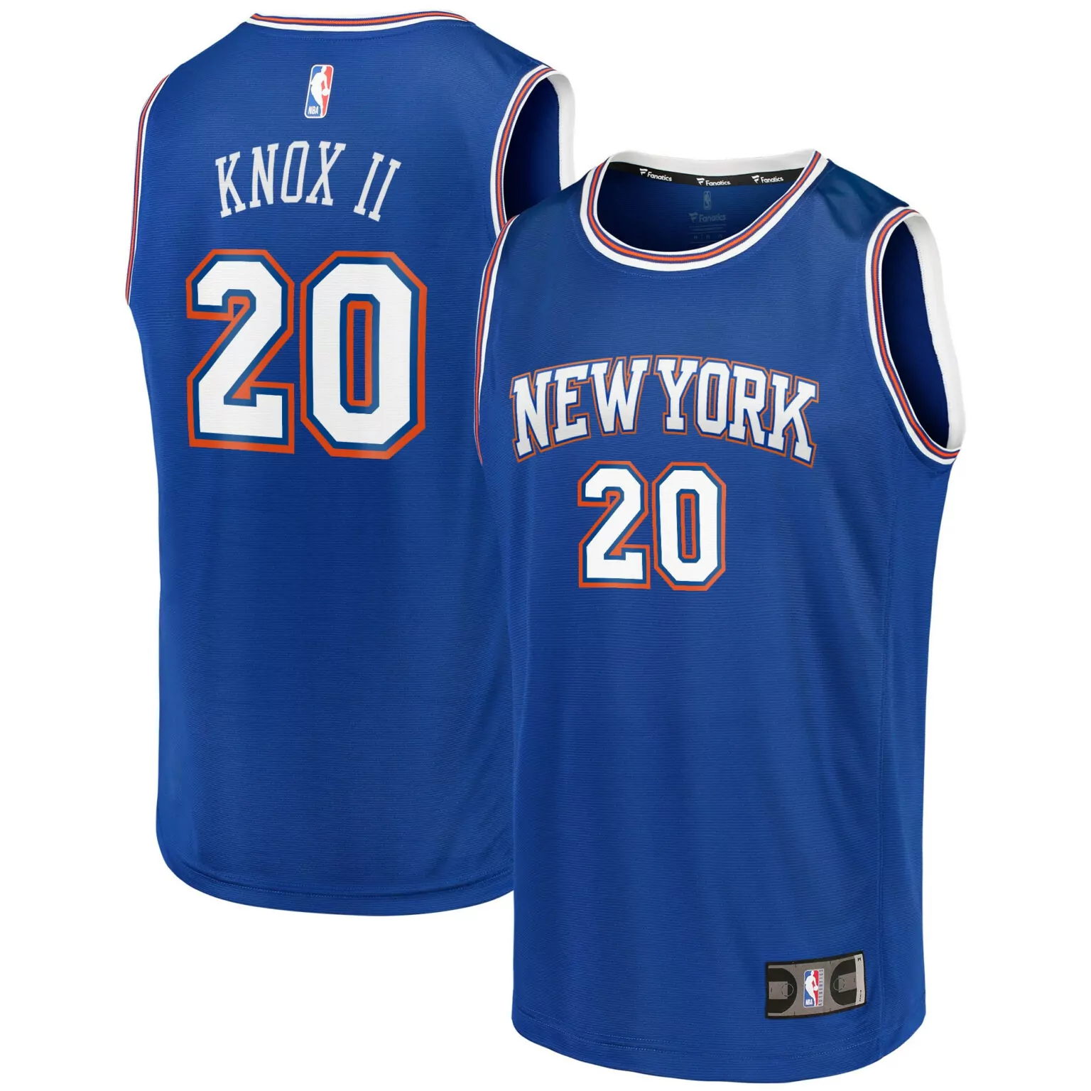 Customizable Kevin knox new york knicks fast break team jersey royal statement edition nba 2648