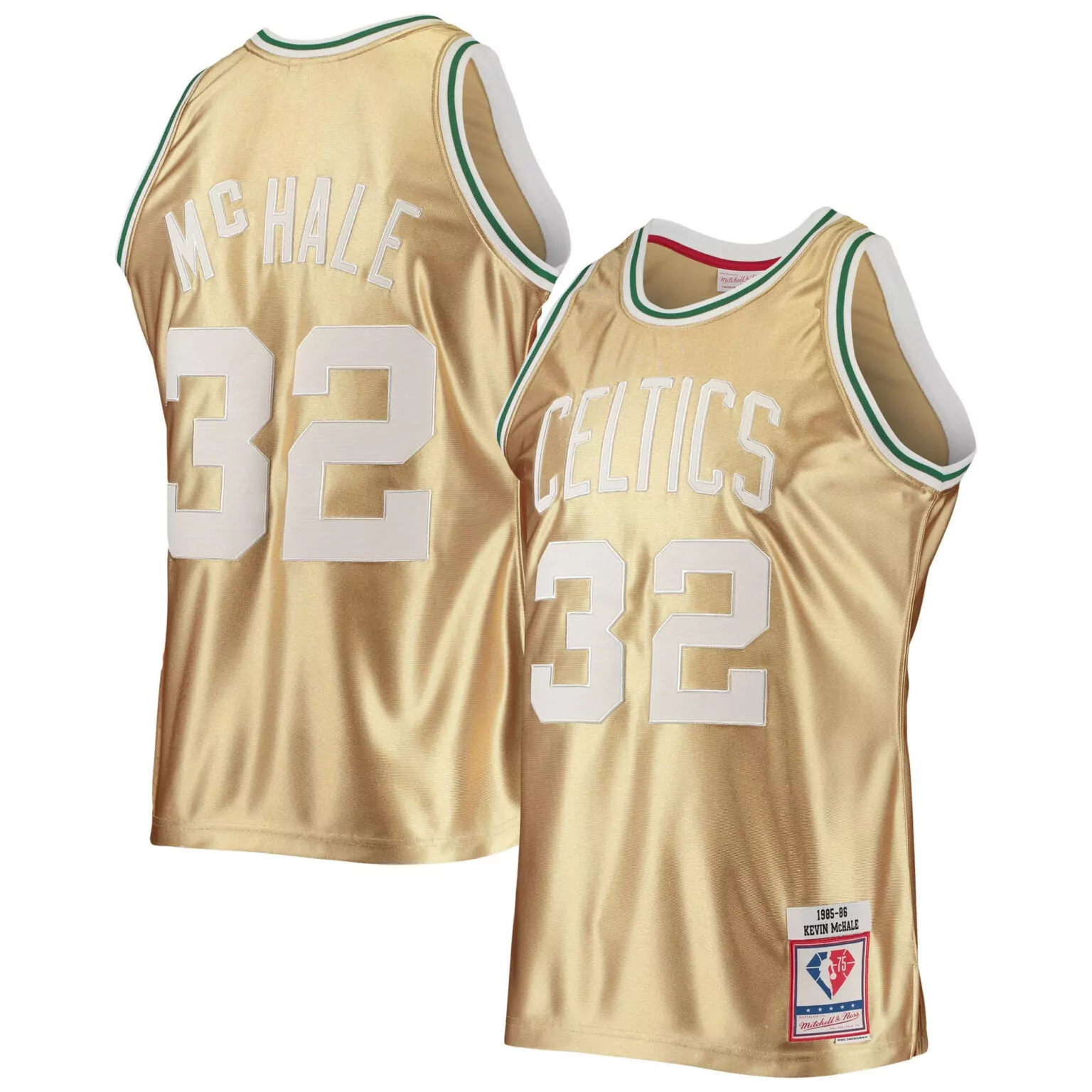 Personalized Kevin mchale boston celtics 75th anniversary 198586 hardwood classics jersey gold nba 2503