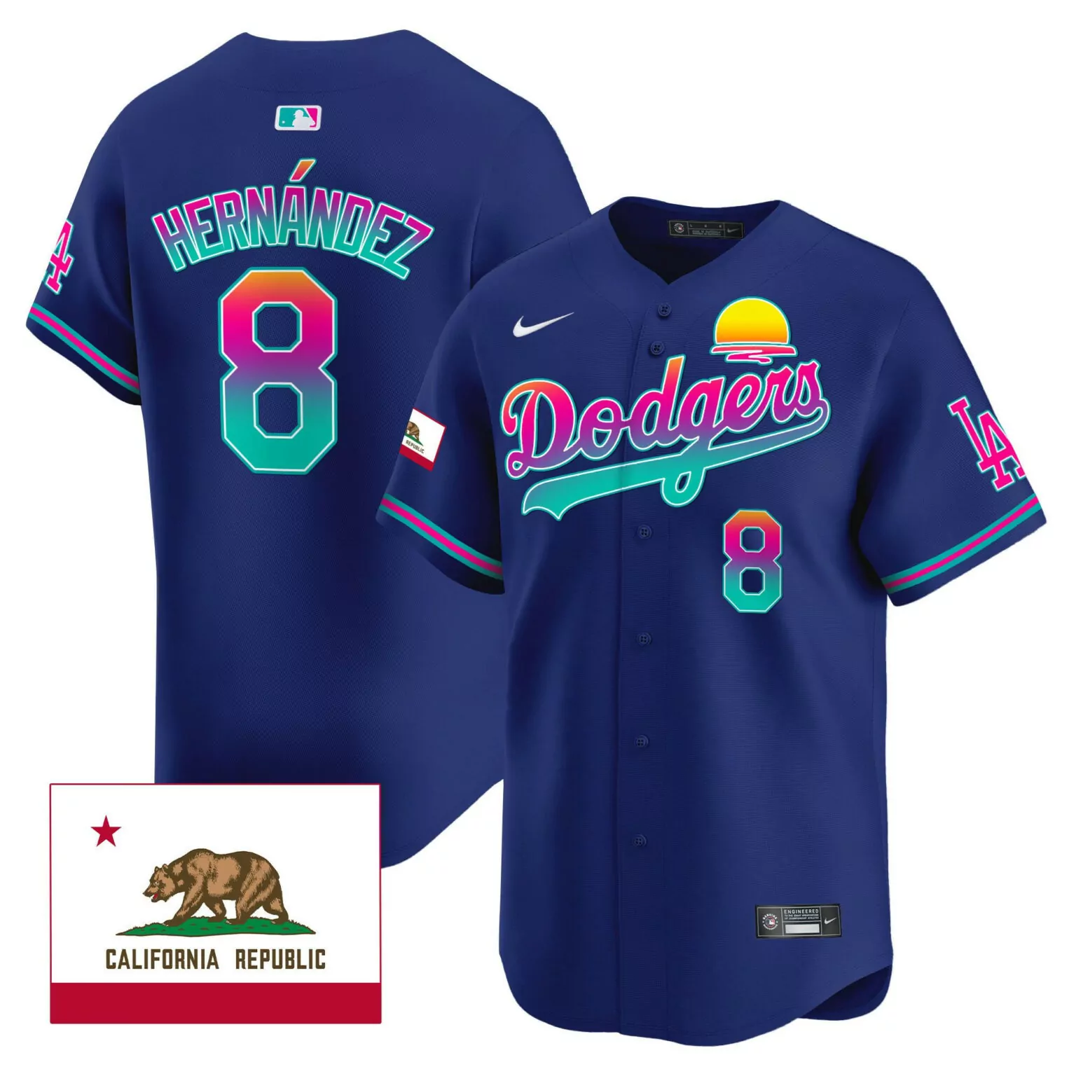 Custom Kike hernandez royal los angeles dodgers 2024 los angeles city style vapor jersey 6599