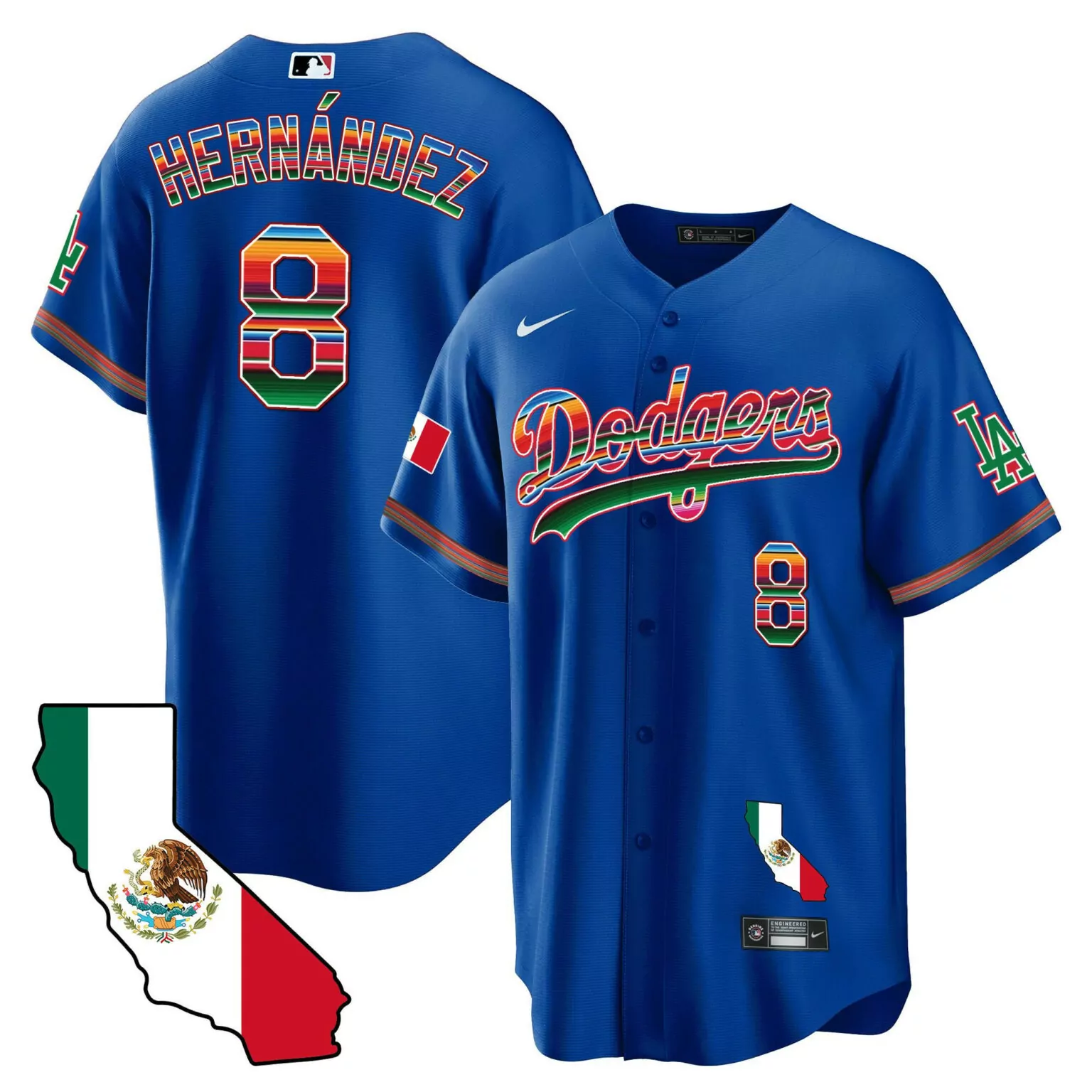 Personalized Kike hernandez royal los angeles dodgers mexico california map jersey 1917