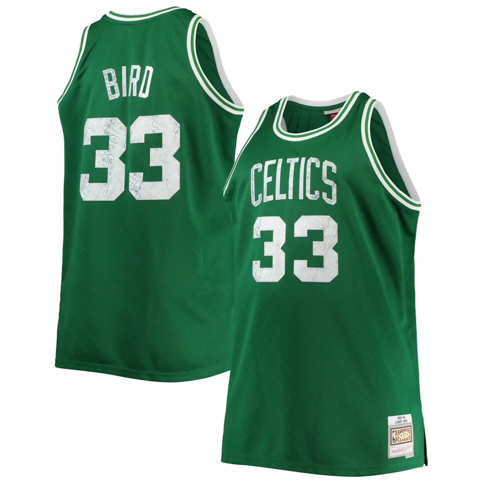 Customizable Larry bird boston celtics big tall 198586 nba 75th anniversary diamond jersey kelly green 5774