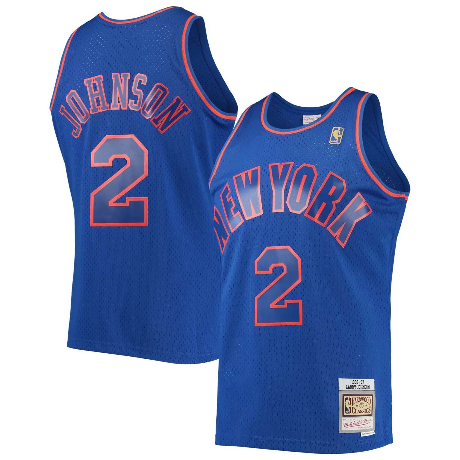 Customizable Larry johnson new york knicks 199697 hardwood classics jersey blue nba 8863