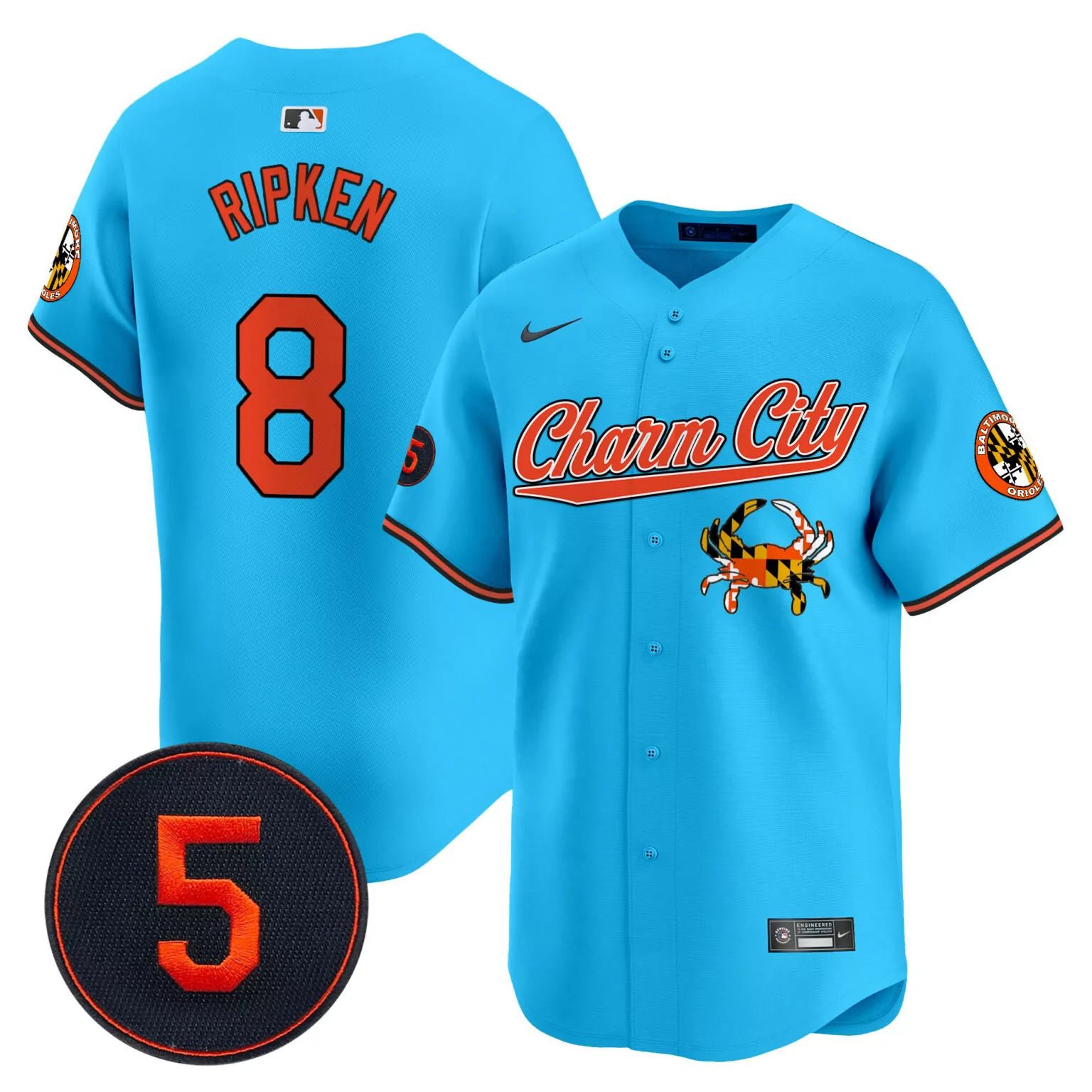 Customizable Light blue cal ripken baltimore orioles robinson patch jersey v8 all stitched 5615