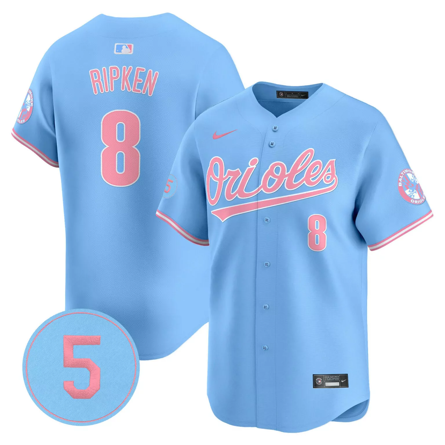 Customizable Light blue cal ripken unisex baltimore orioles bubblegum pink robinson patch jersey all stitched 7274