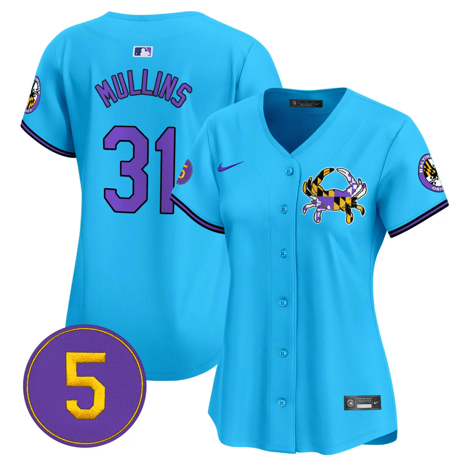 Custom Light blue cedric mullins baltimore orioles purple jersey all stitched 9200