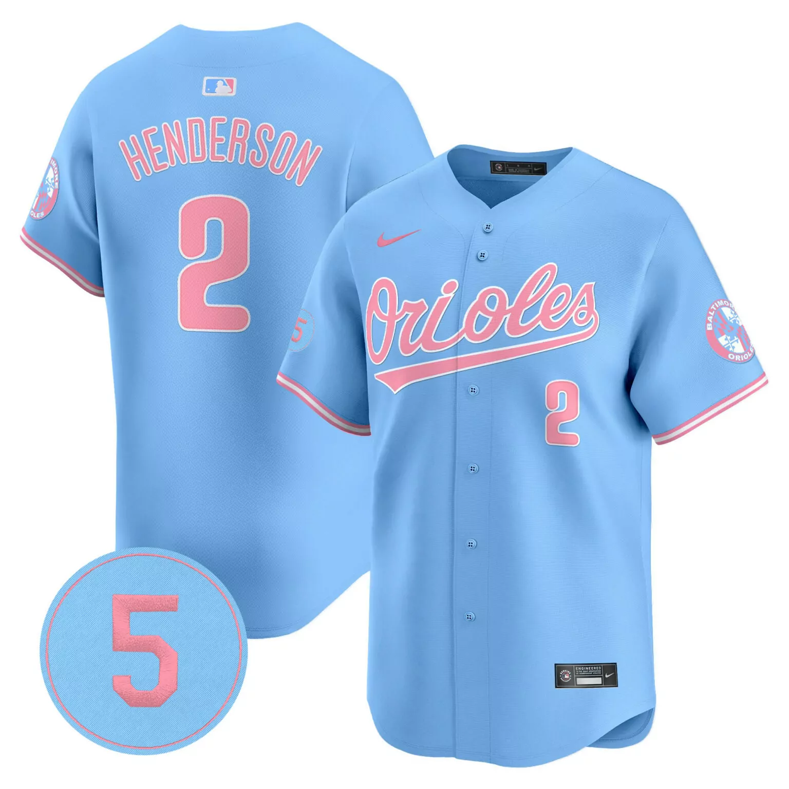Customizable Light blue gunnar henderson unisex baltimore orioles bubblegum pink robinson patch jersey all stitched 3910
