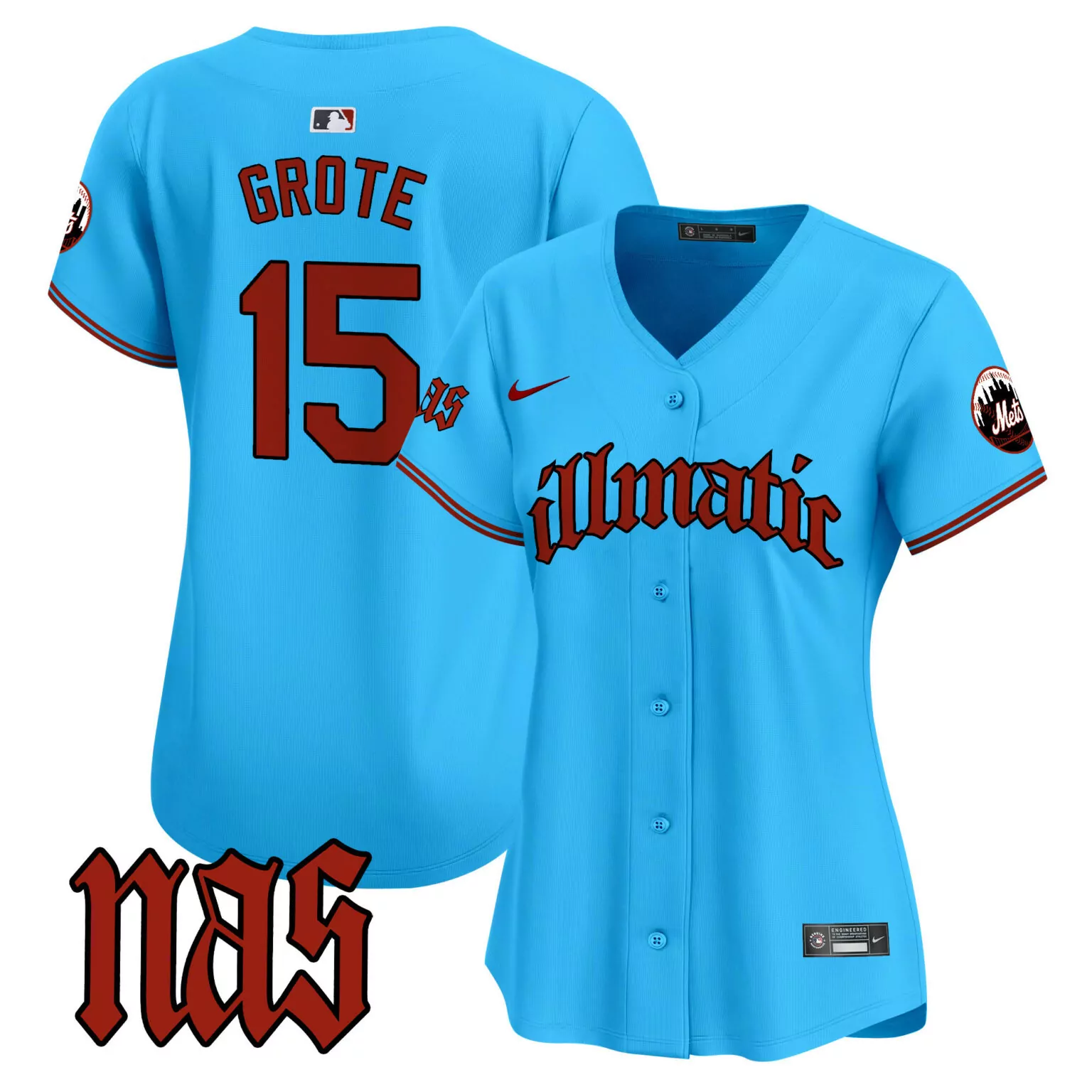 Personalized Light blue jerry grote new york mets nas illmatic jersey all stitched 1908
