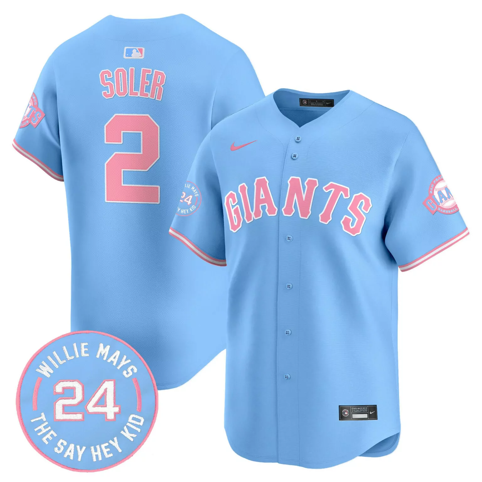 Customizable Light blue jorge soler unisex san francisco giants bubblegum pink jersey all stitched 4426