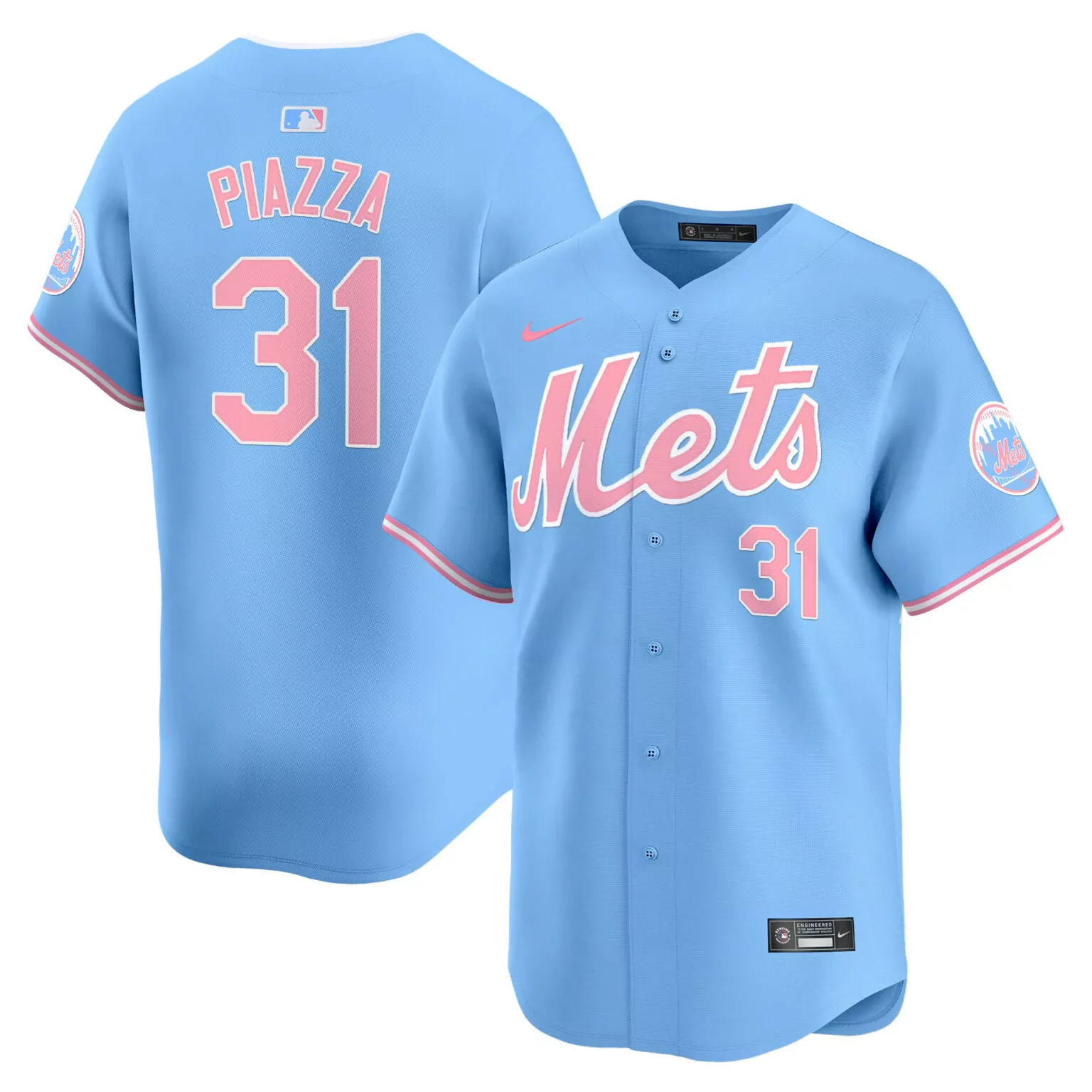 Custom Light blue mike piazza unisex new york mets bubblegum pink jersey all stitched 6202