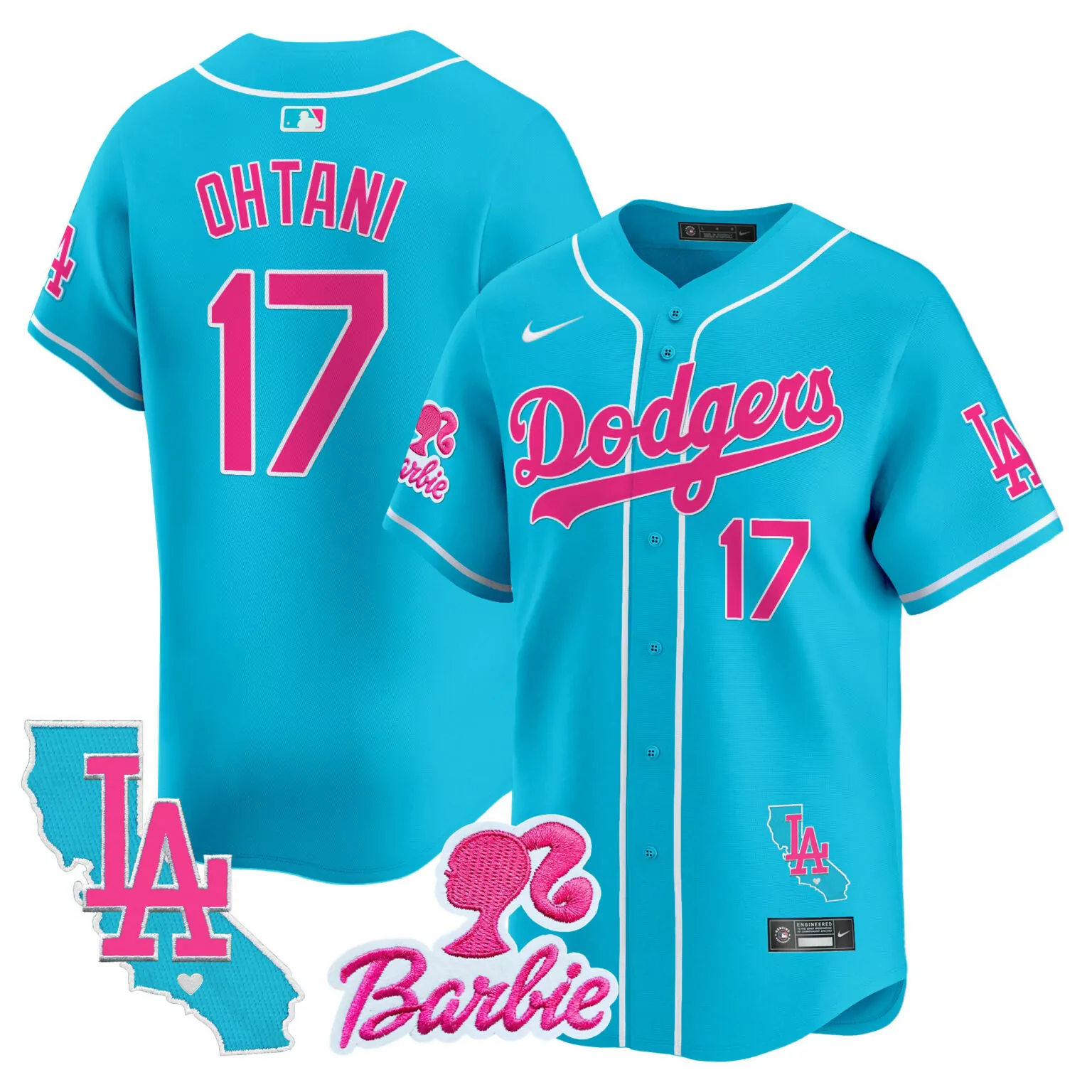 Customizable Light blue shohei ohtani unisex los angeles dodgers barbie patch jersey all stitched 3040