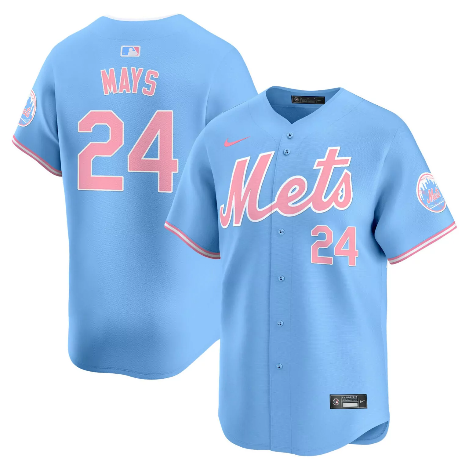 Custom Light blue willie mays unisex new york mets bubblegum pink jersey all stitched 5022
