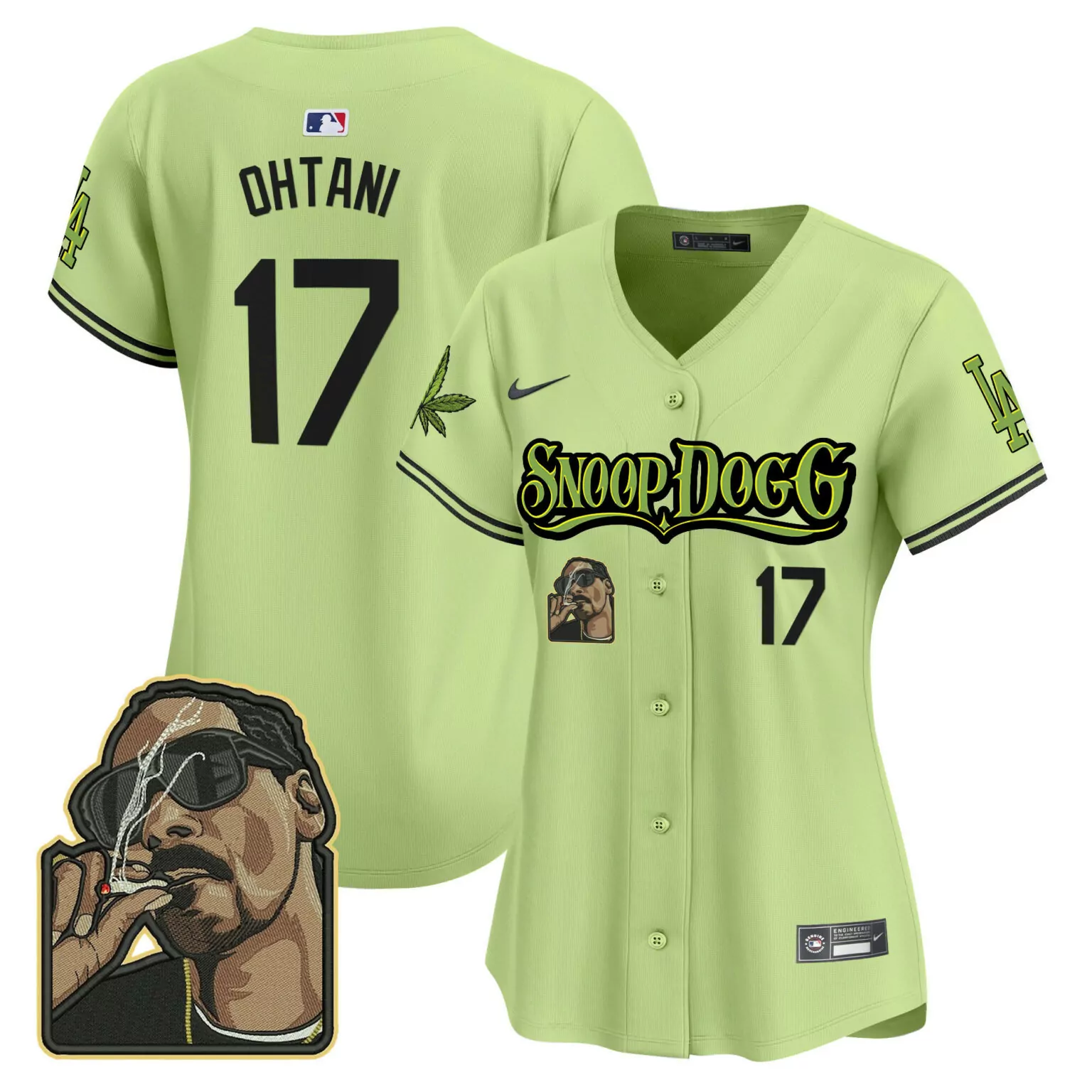 Customizable Light green shohei ohtani los angeles dodgers snoop dogg jersey stitched 9457