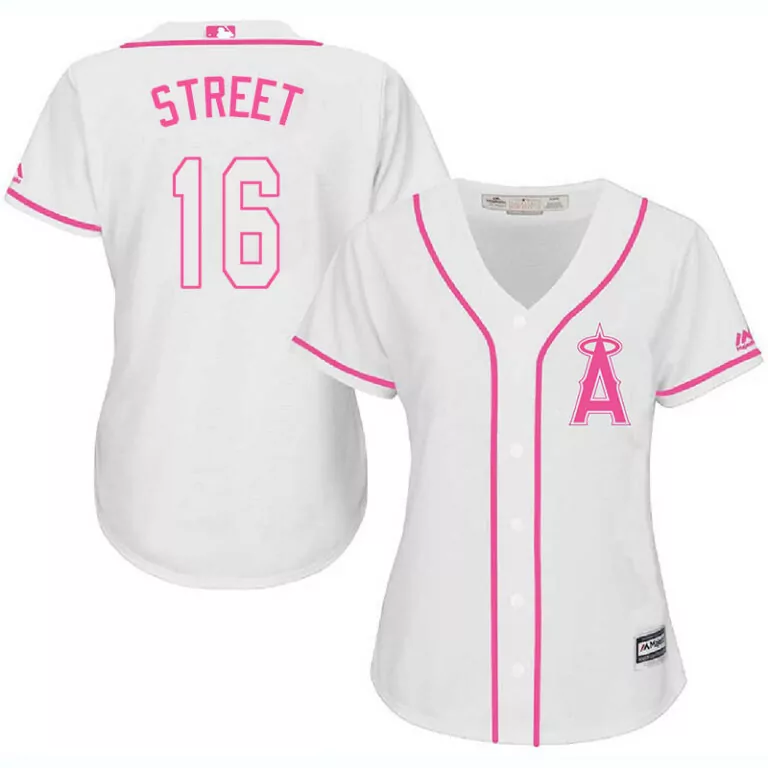 Custom Los angeles angels 16 houston street white pink women cool base jersey 9016