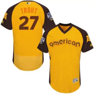 Customizable Los angeles angels 27 mike trout gold flexbase collection 2016 allstar american league stitched jersey 9434