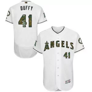 Custom Los angeles angels 41 danny duffy white memorial day flexbase jersey 6895