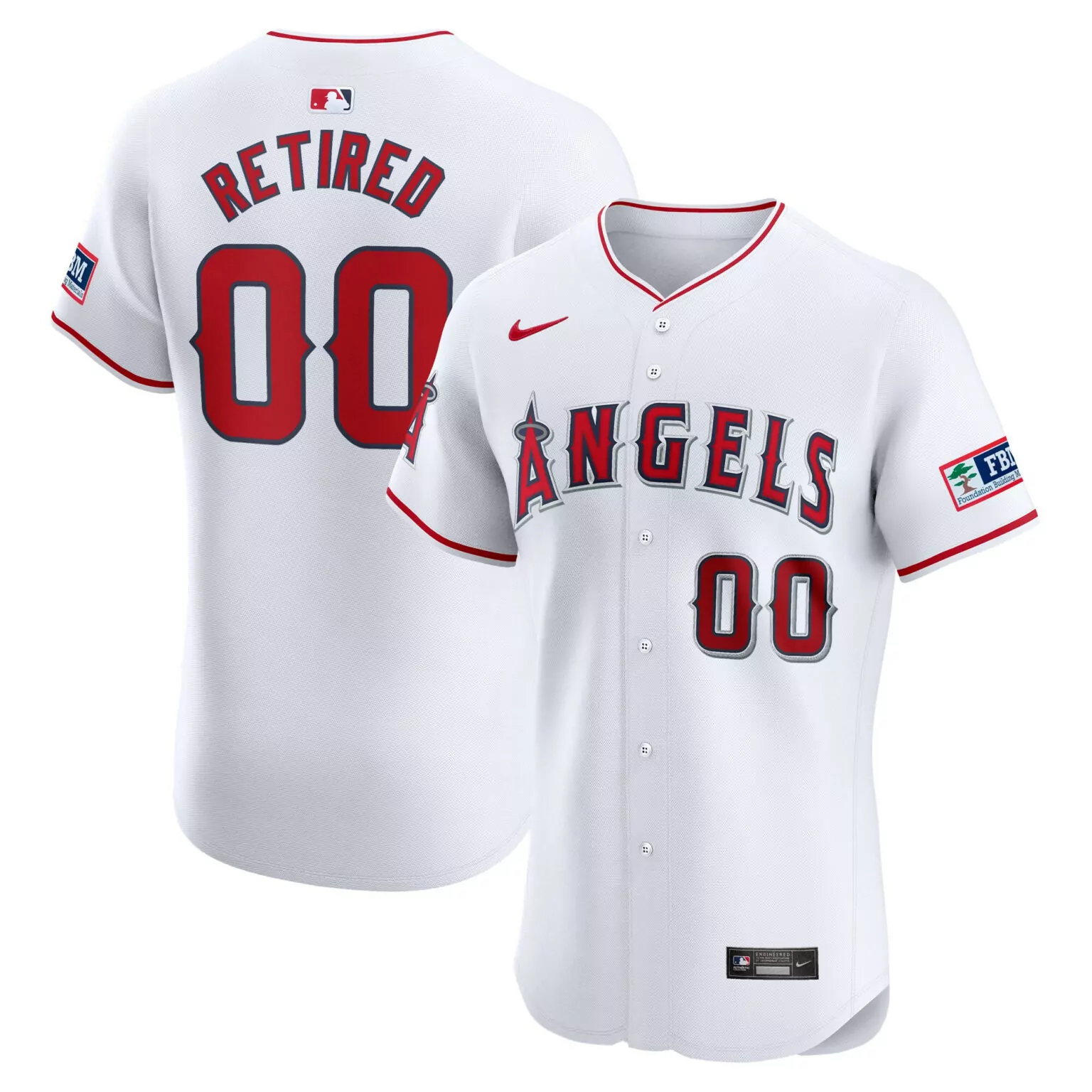 Custom Los angeles angels home elite pickaplayer retired roster patch jersey white 2054